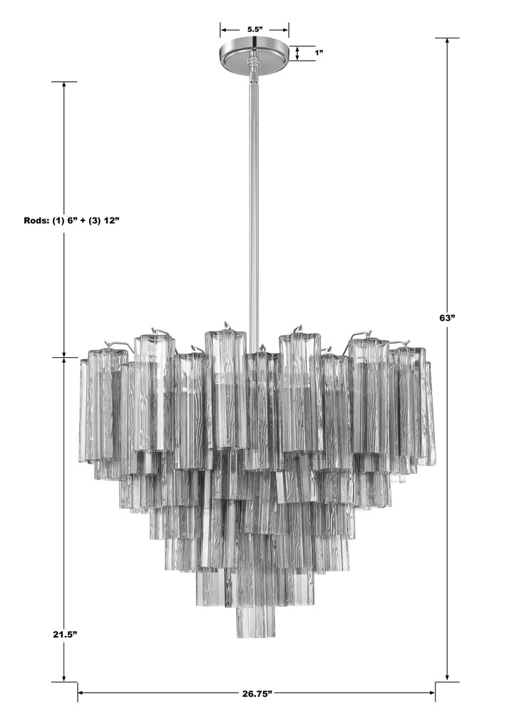 Crystorama ADDIS ADD-312-CH-SM Chandelier Modern - Polished Chrome