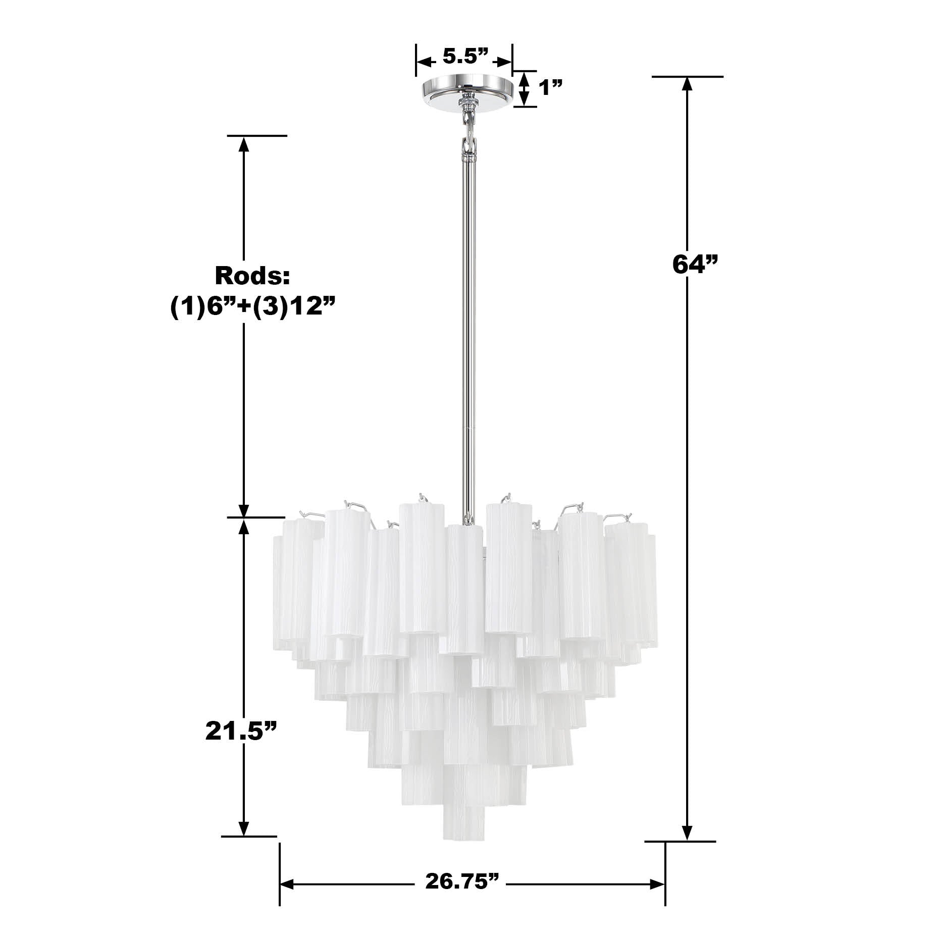 Crystorama Addis ADD-312-CH-WH – 26.75 Inch – 12 Light – Chandelier – Polished Chrome – Dry Rated