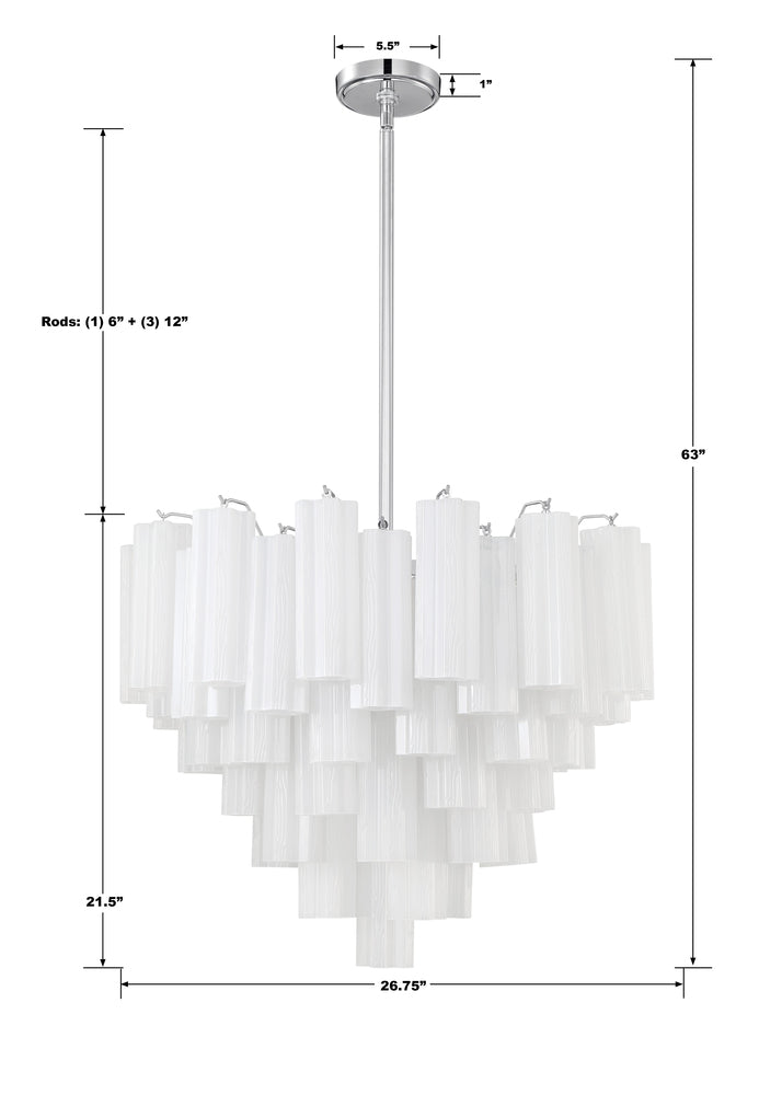 Crystorama ADDIS ADD-312-CH-WH Chandelier Modern - Polished Chrome