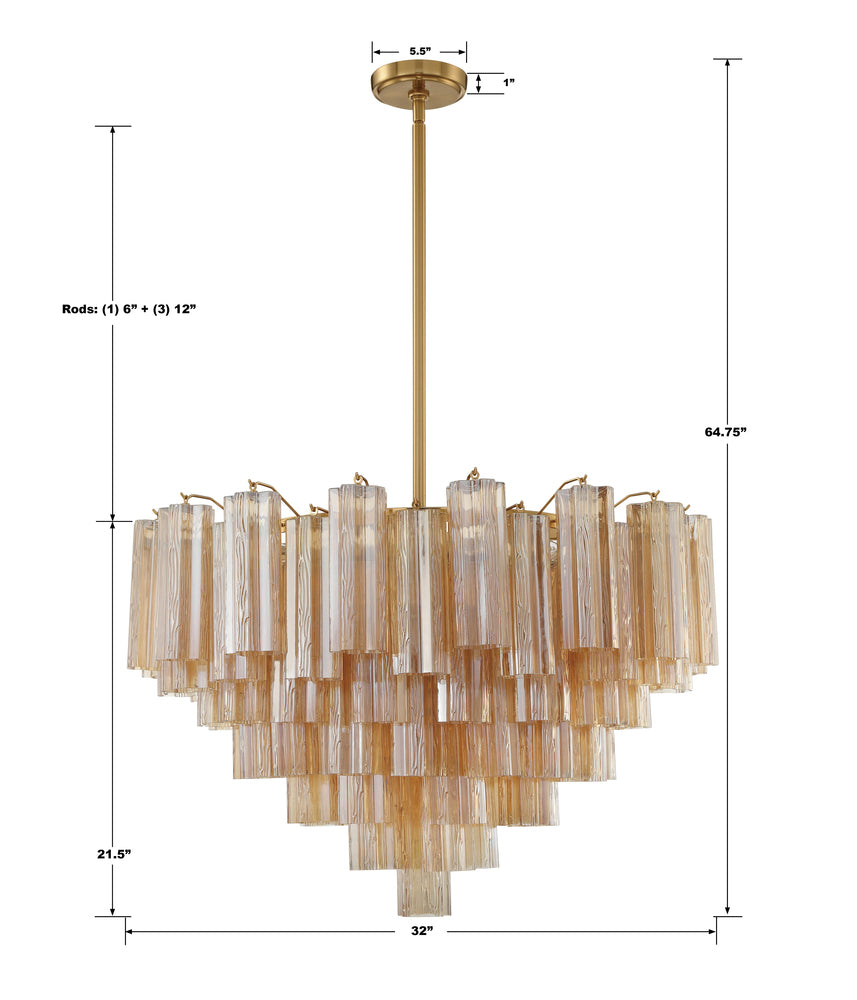 Crystorama ADDIS ADD-316-AG-AM Chandelier Modern - Aged Brass