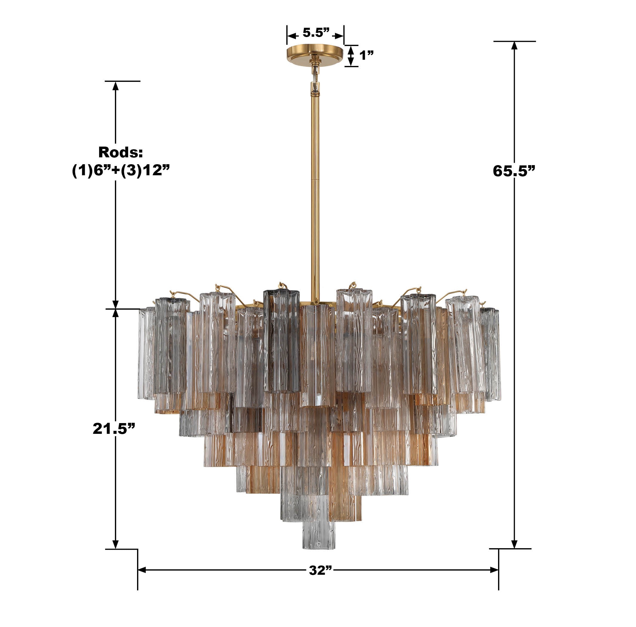 Crystorama Addis ADD-316-AG-AU – 32 Inch – 16 Light – Chandelier – Aged Brass – Dry Rated