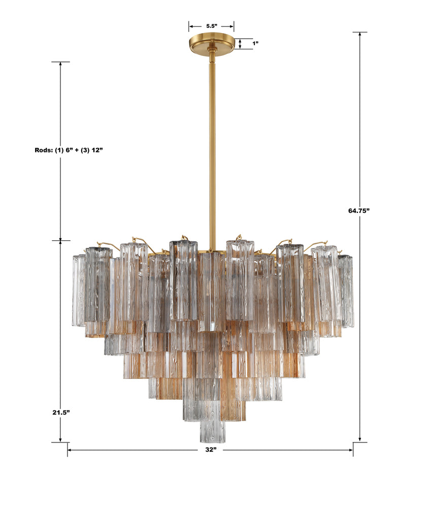 Crystorama ADDIS ADD-316-AG-AU Chandelier Modern - Aged Brass