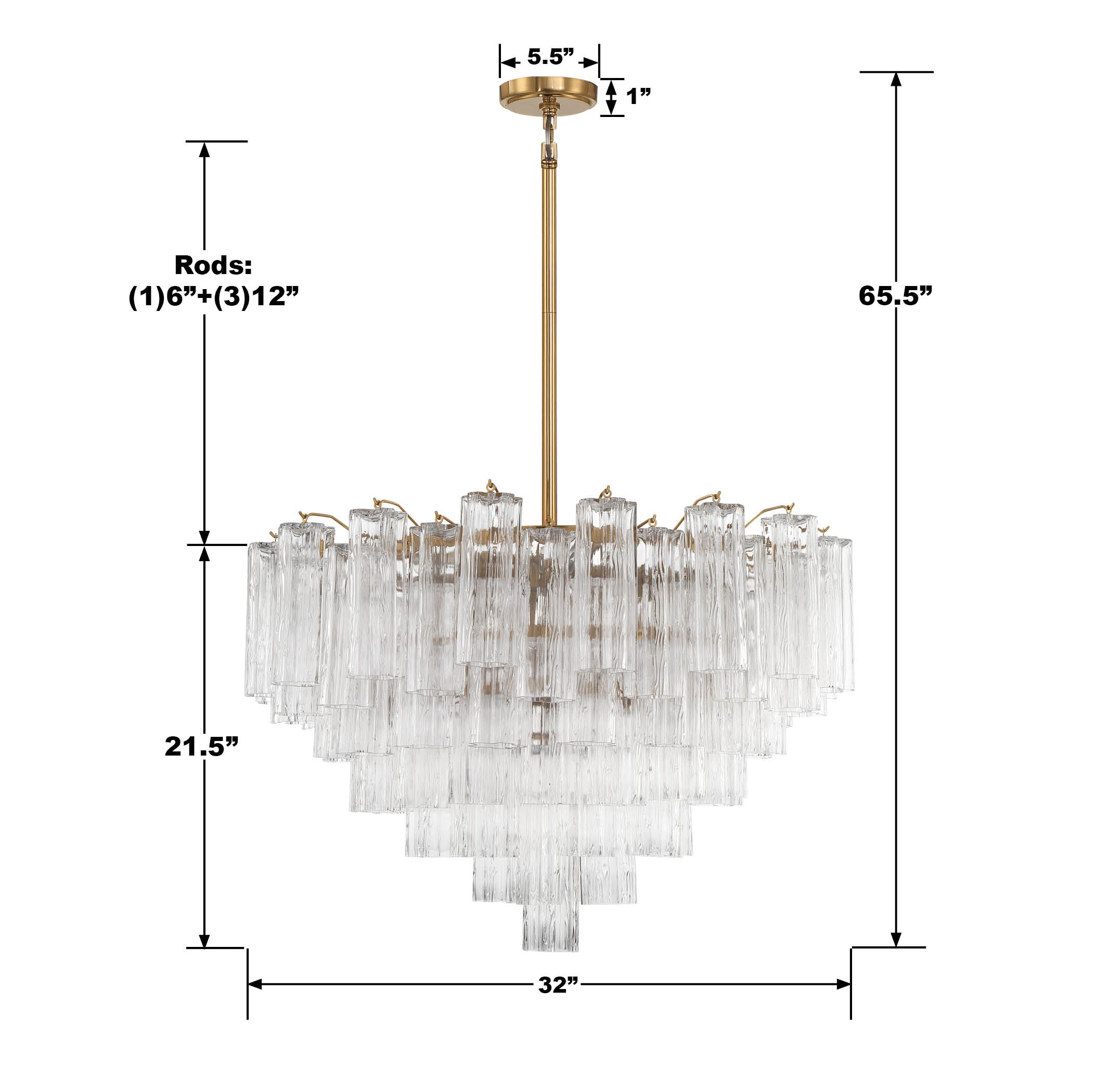 Crystorama Addis ADD-316-AG-CL – 32 Inch – 16 Light – Chandelier – Aged Brass – Dry Rated