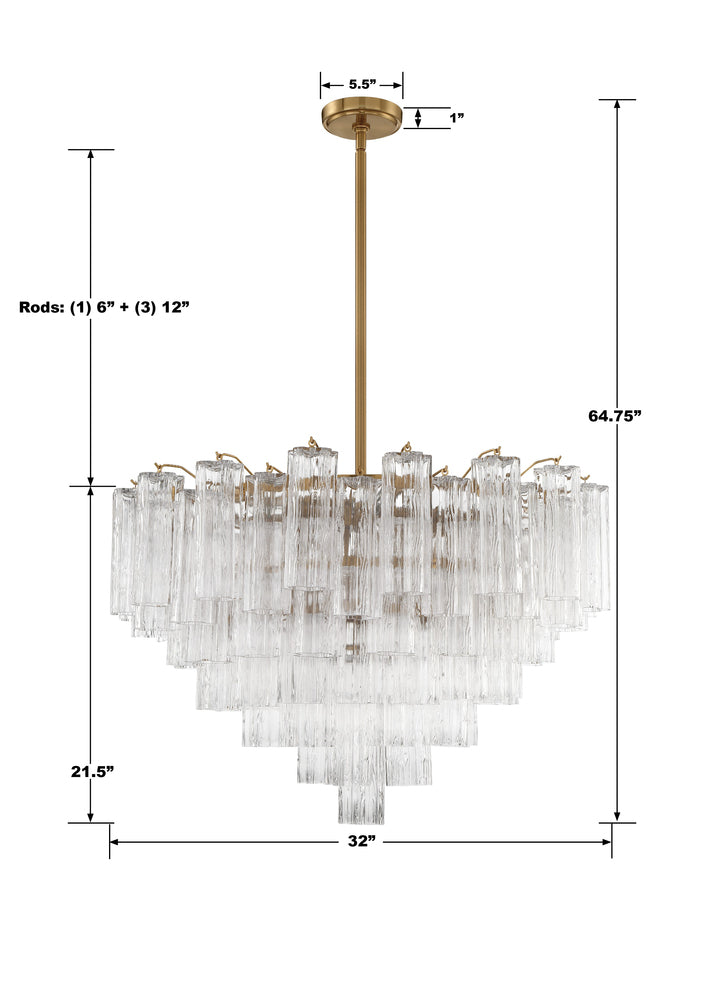 Crystorama ADDIS ADD-316-AG-CL Chandelier Modern - Aged Brass