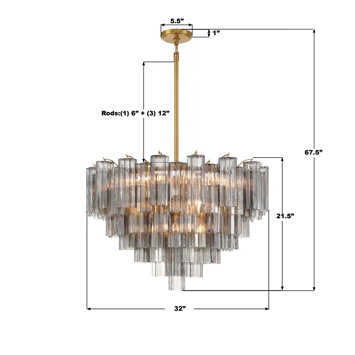 Crystorama Addis ADD-316-AG-SM – 32 Inch – 16 Light – Chandelier – Aged Brass – Dry Rated