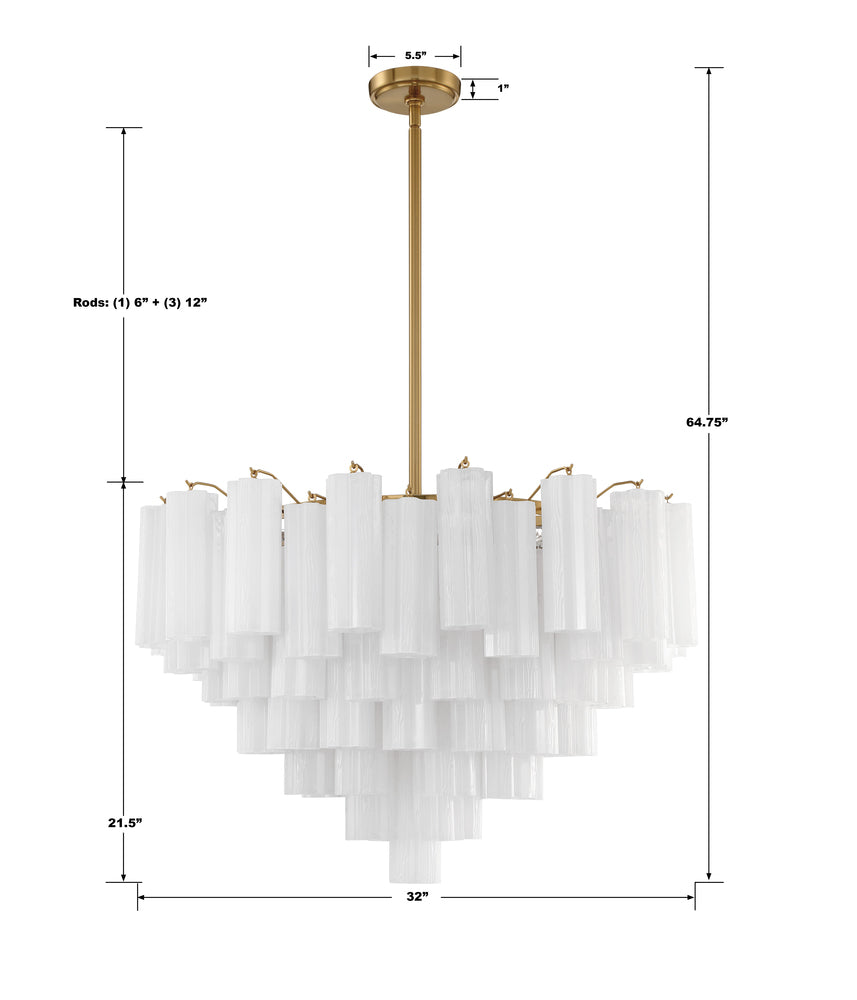 Crystorama ADDIS ADD-316-AG-WH Chandelier Modern - Aged Brass