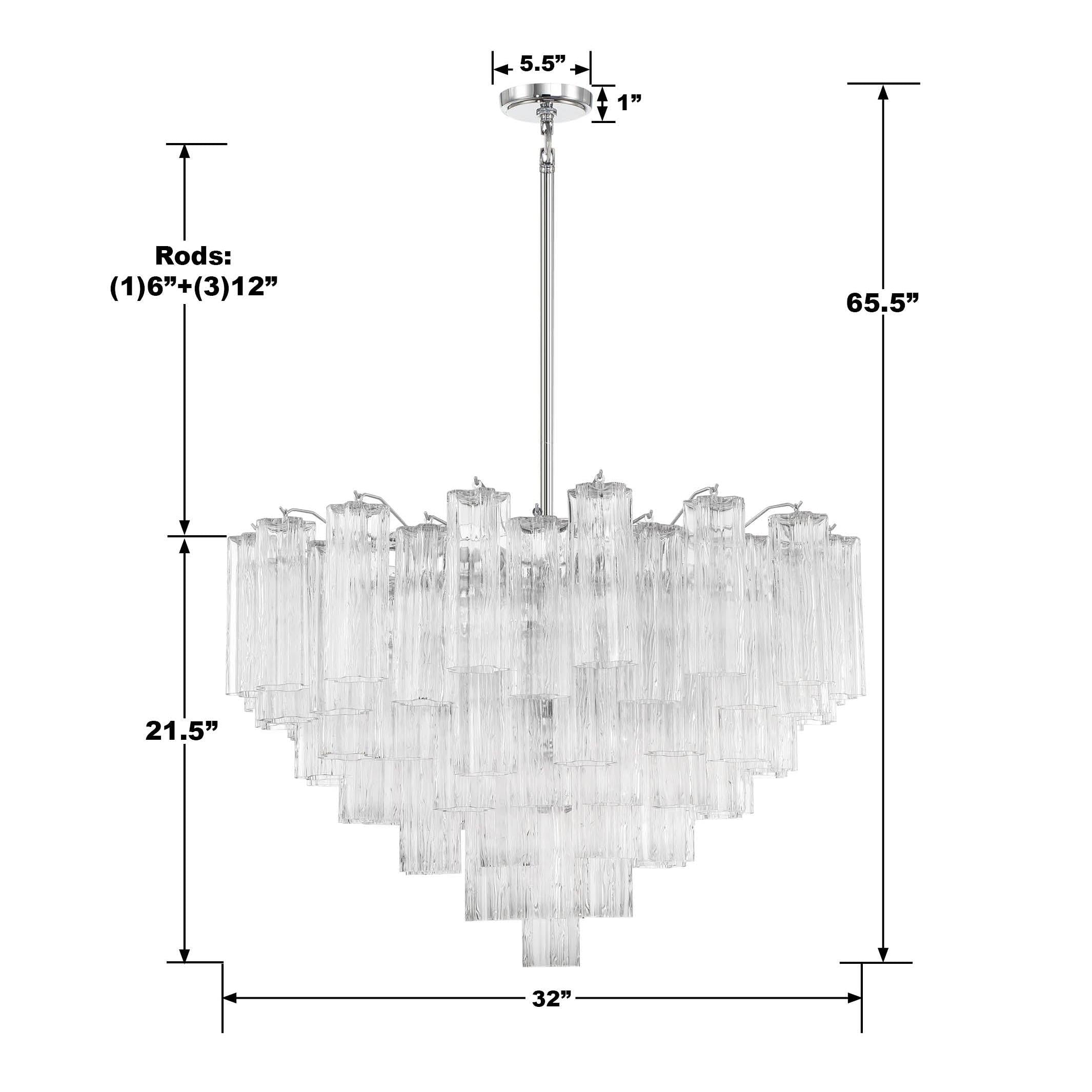 Crystorama Addis ADD-316-CH-CL – 32 Inch – 16 Light – Chandelier – Polished Chrome – Dry Rated