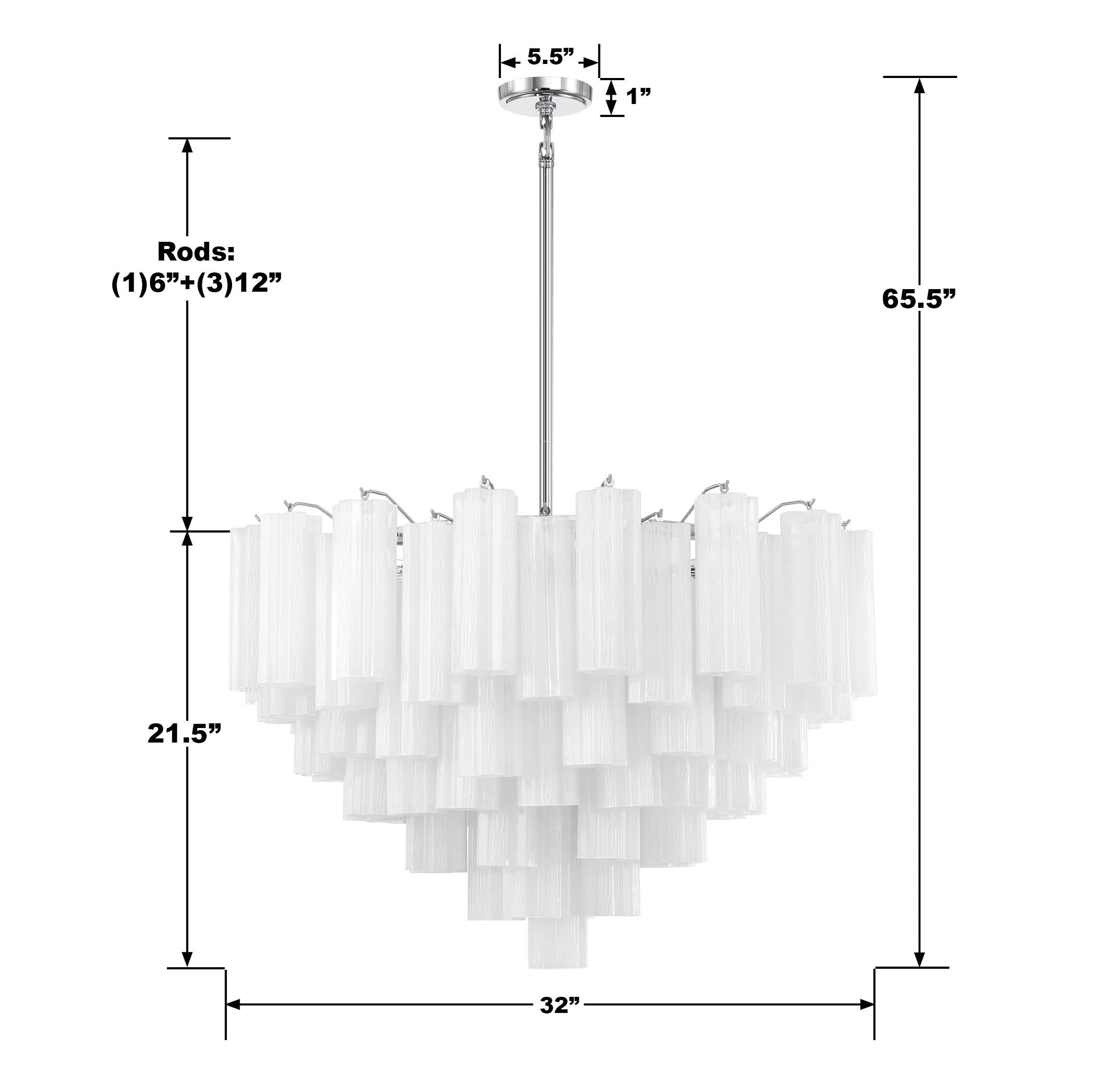 Crystorama Addis ADD-316-CH-WH – 32 Inch – 16 Light – Chandelier – Polished Chrome – Dry Rated