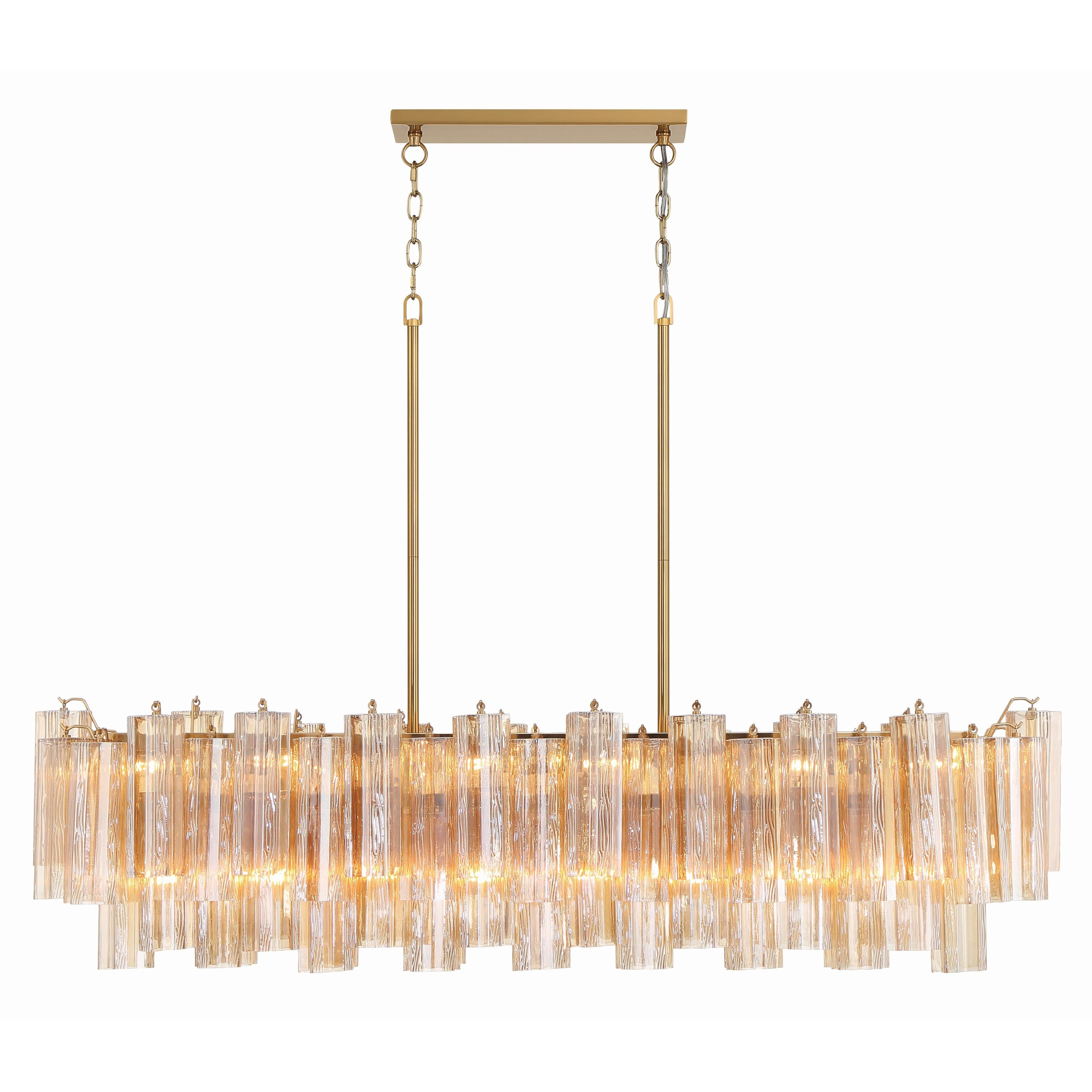 Addis 14 Light Aged Brass Linear Chandelier
