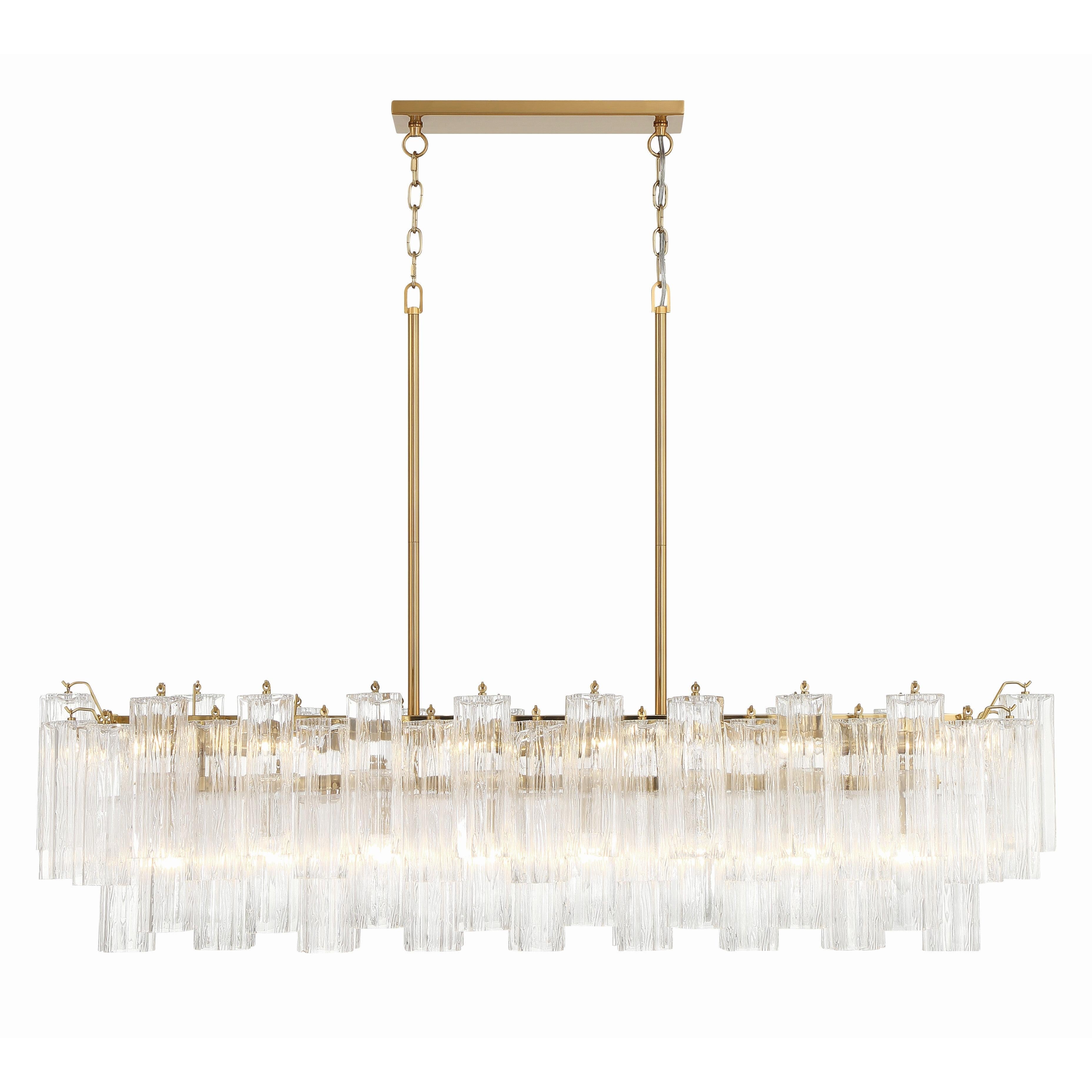 Addis 14 Light Aged Brass Linear Chandelier