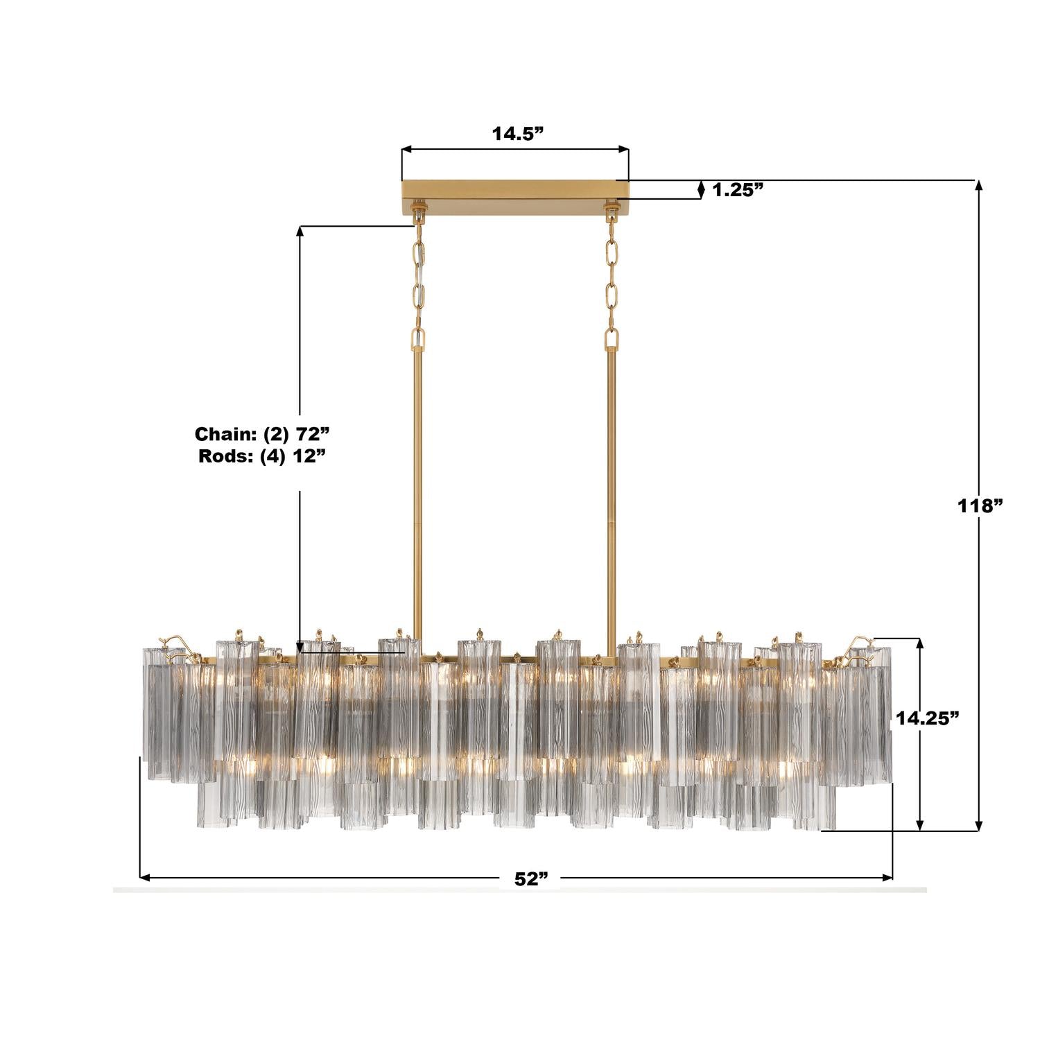 Crystorama Addis ADD-317-AG-SM – 52 Inch – 14 Light – Chandelier – Aged Brass – Dry Rated