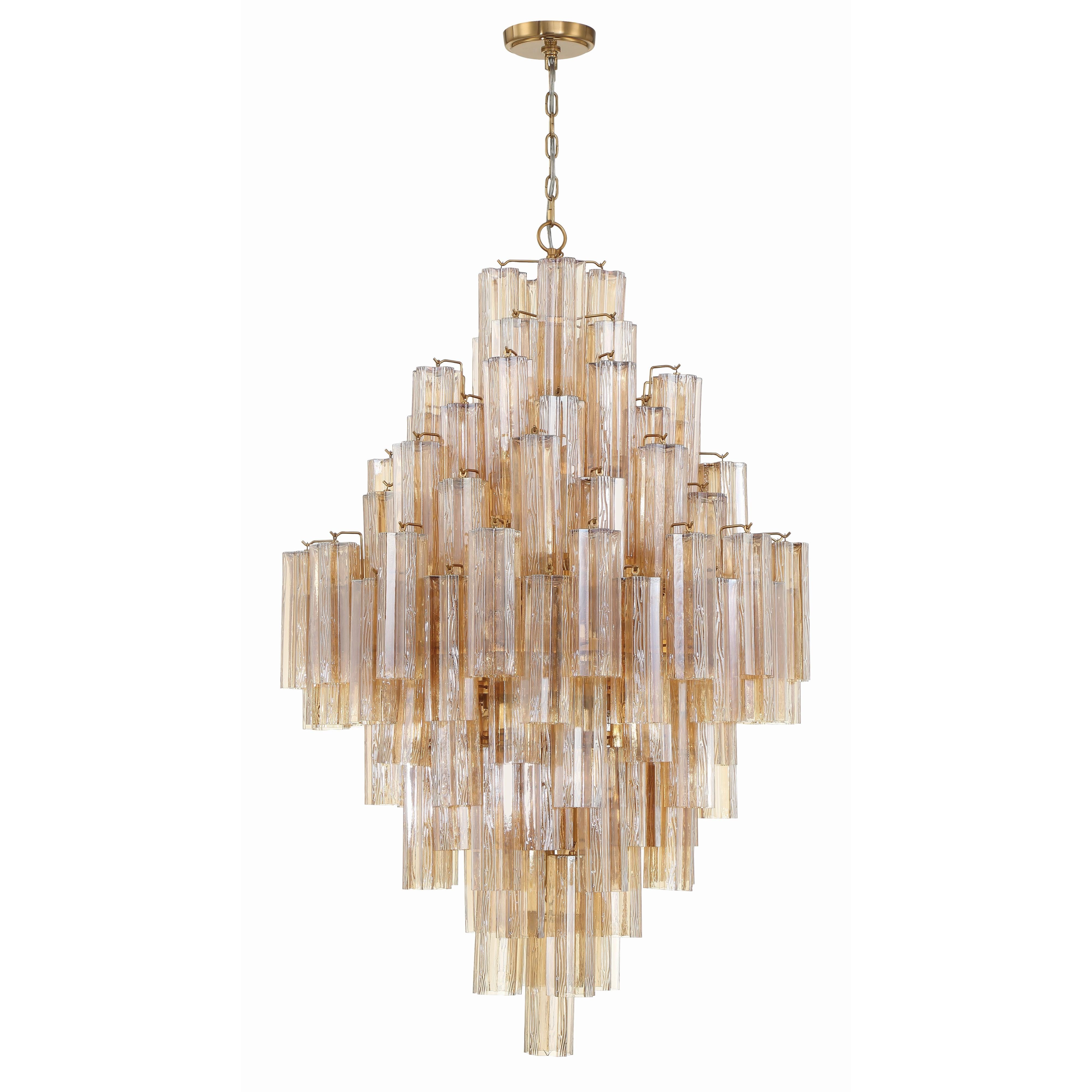 Crystorama Addis ADD-319-AG-AM – 31.5 Inch – 20 Light – Chandelier – Aged Brass – Dry Rated