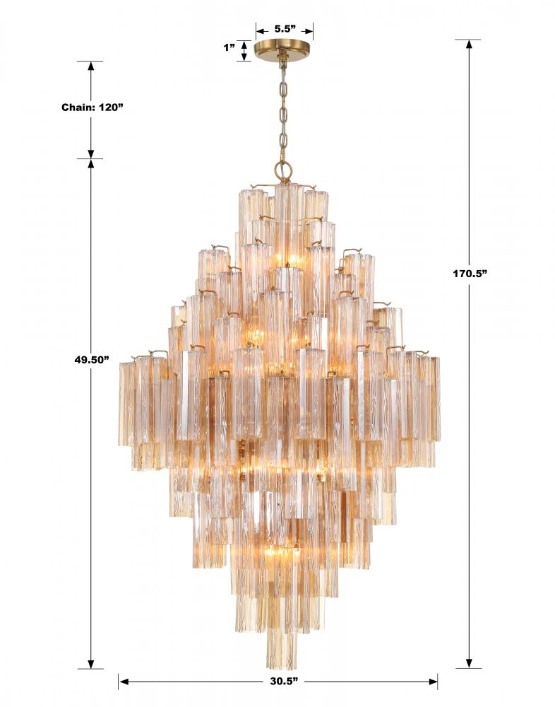 Crystorama ADDIS ADD-319-AG-AM Chandelier Modern - Aged Brass