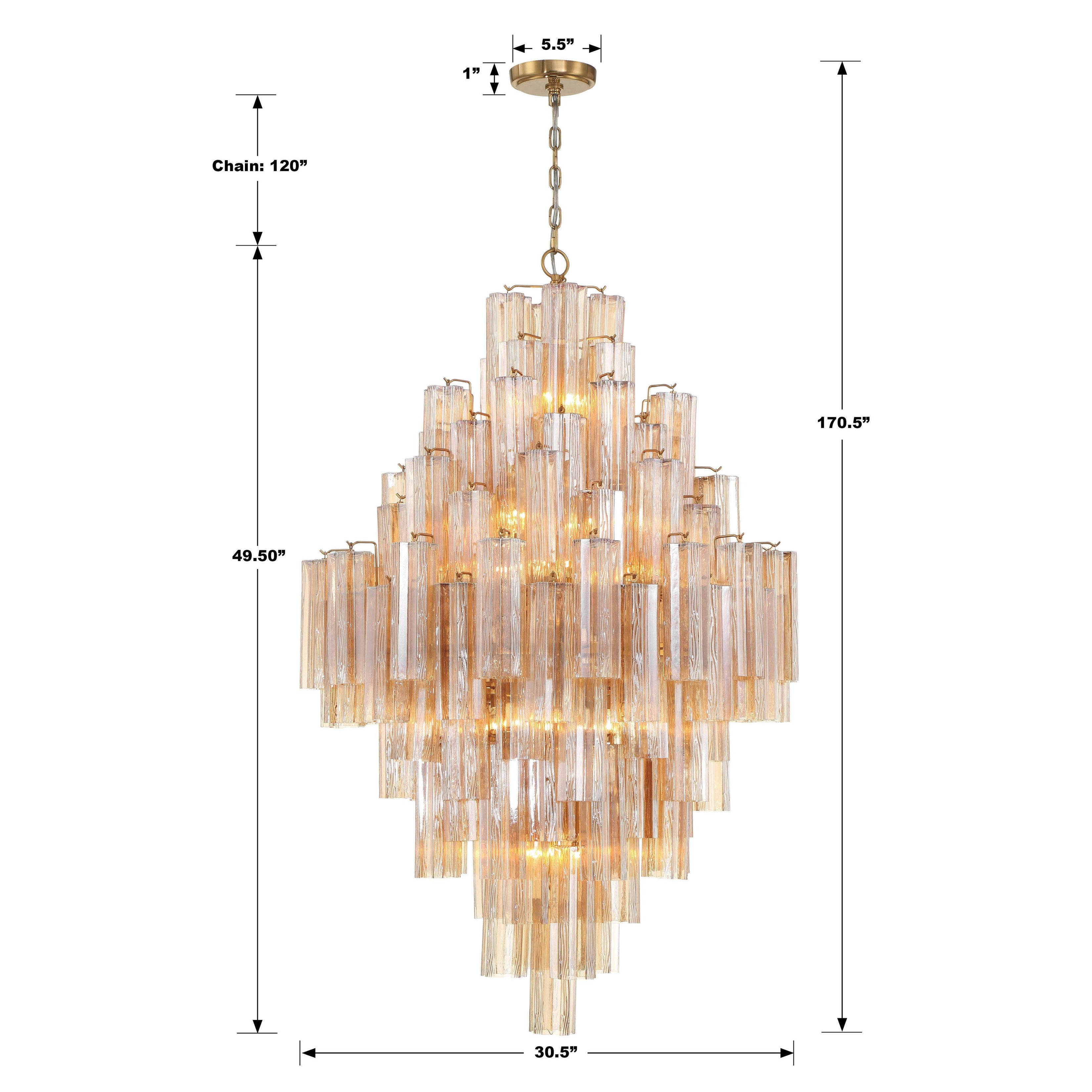 Crystorama Addis ADD-319-AG-AM – 31.5 Inch – 20 Light – Chandelier – Aged Brass – Dry Rated