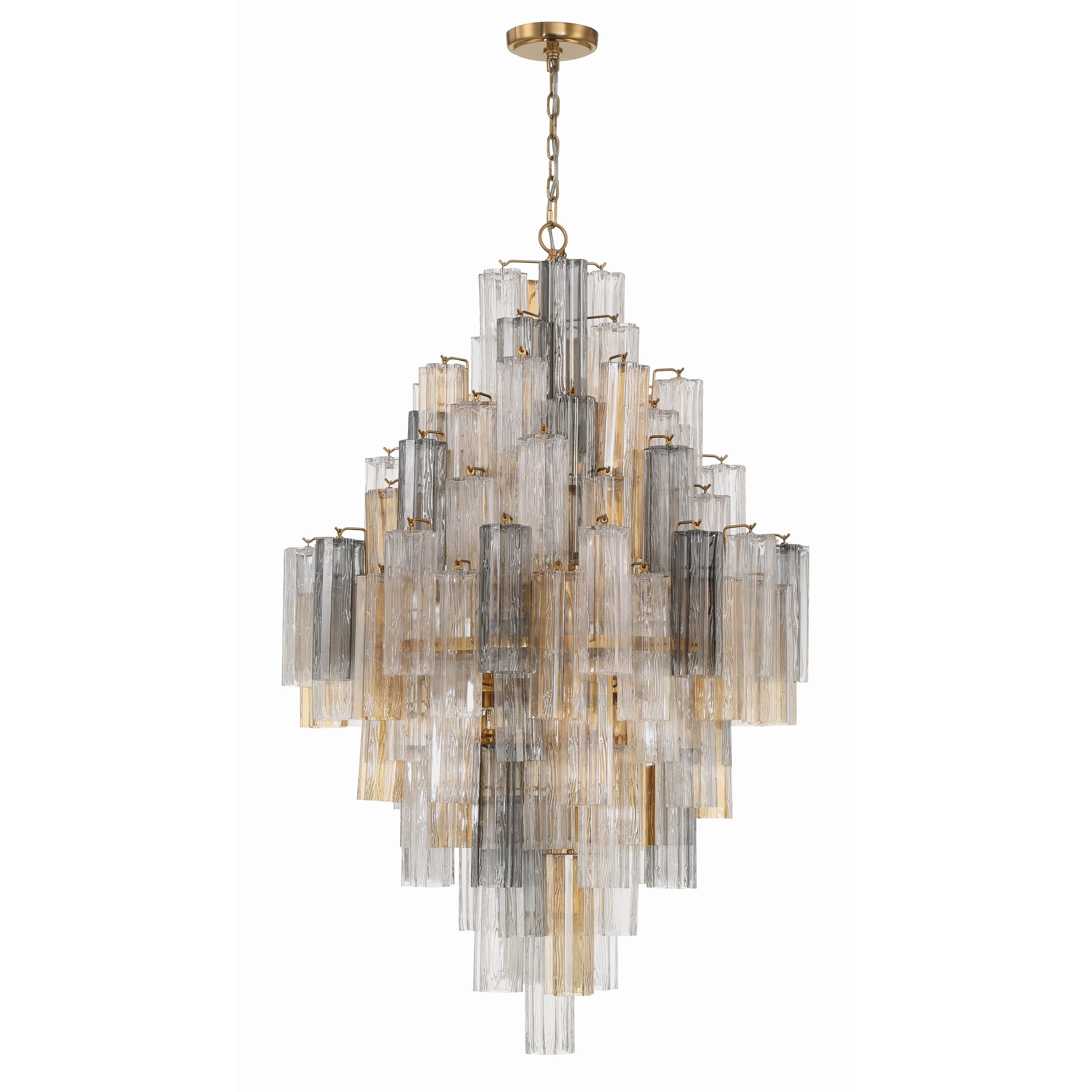 Crystorama Addis ADD-319-AG-AU – 31.5 Inch – 20 Light – Chandelier – Aged Brass – Dry Rated