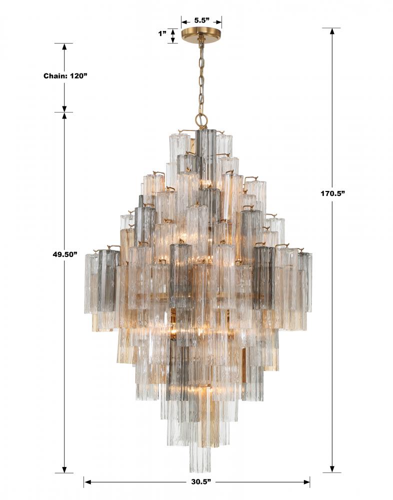 Crystorama ADDIS ADD-319-AG-AU Chandelier Modern - Aged Brass