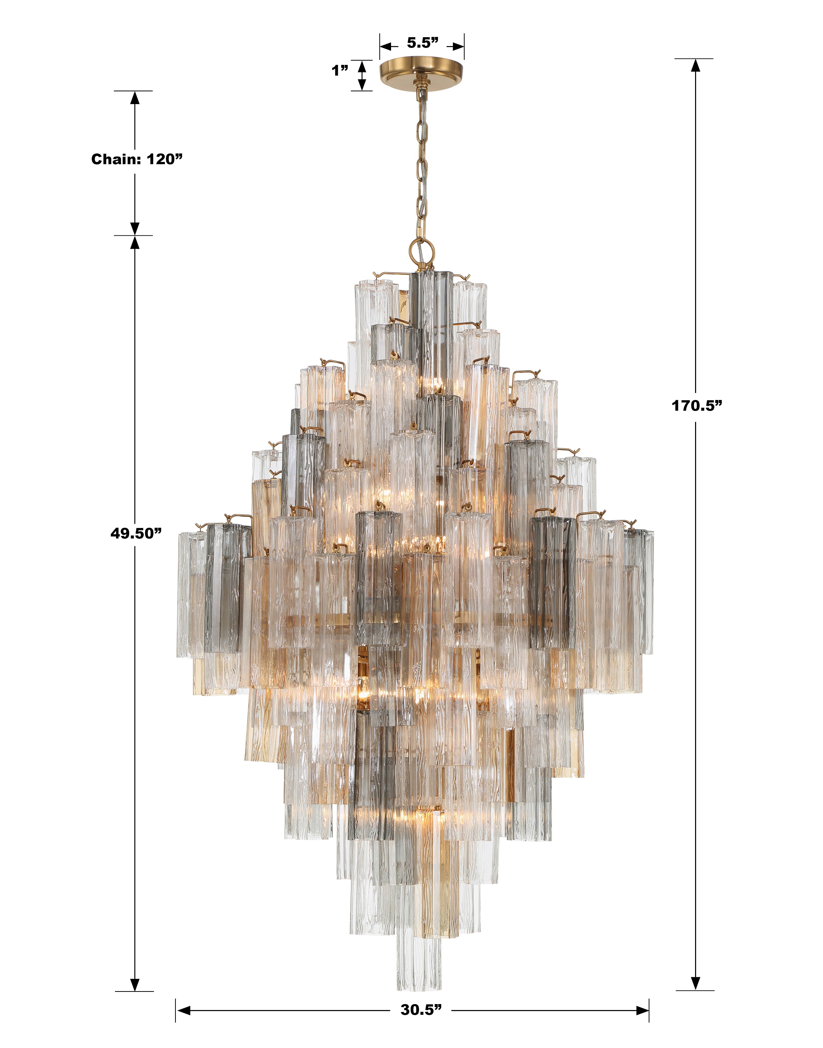 Crystorama Addis ADD-319-AG-AU – 31.5 Inch – 20 Light – Chandelier – Aged Brass – Dry Rated