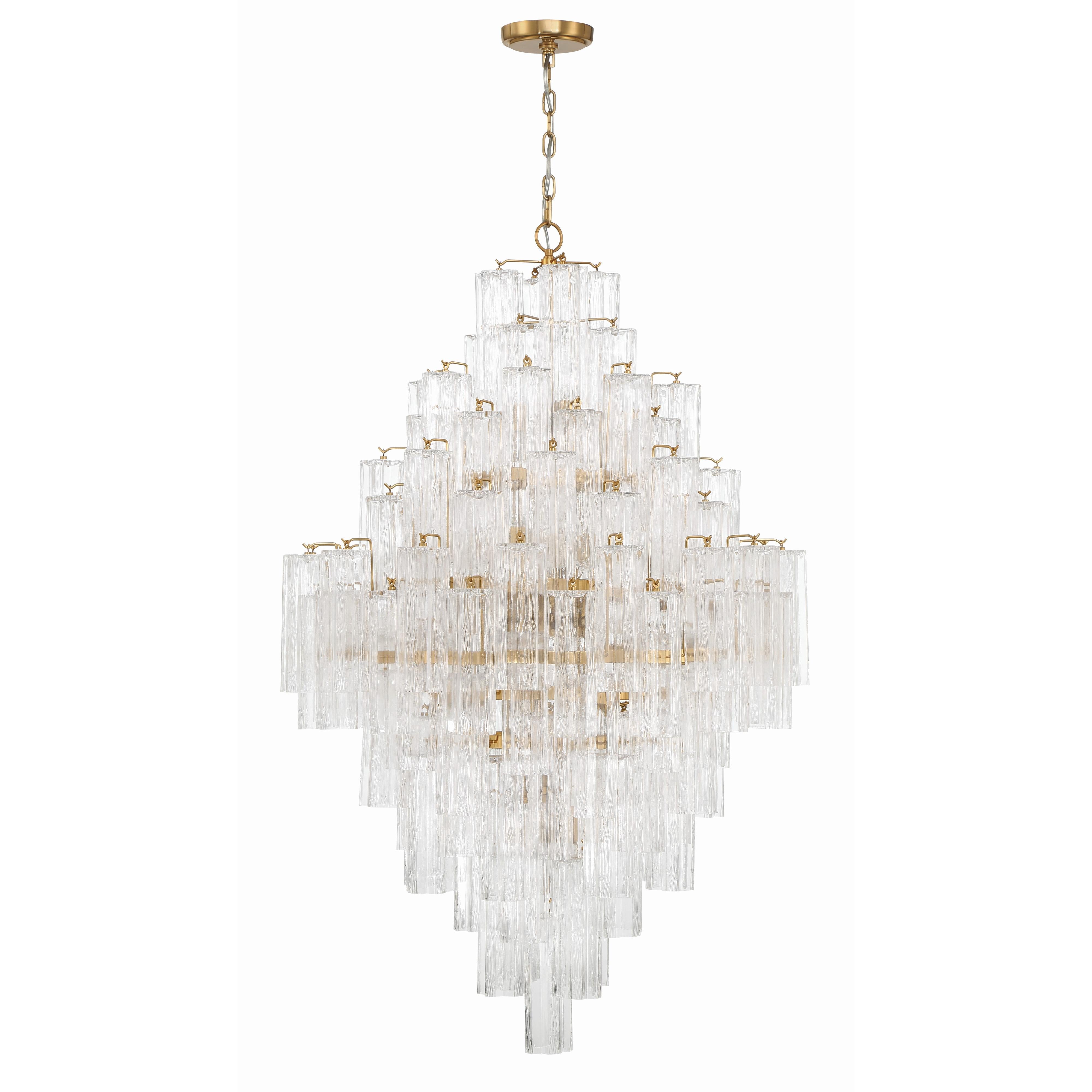 Crystorama Addis ADD-319-AG-CL – 31.5 Inch – 20 Light – Chandelier – Aged Brass – Dry Rated