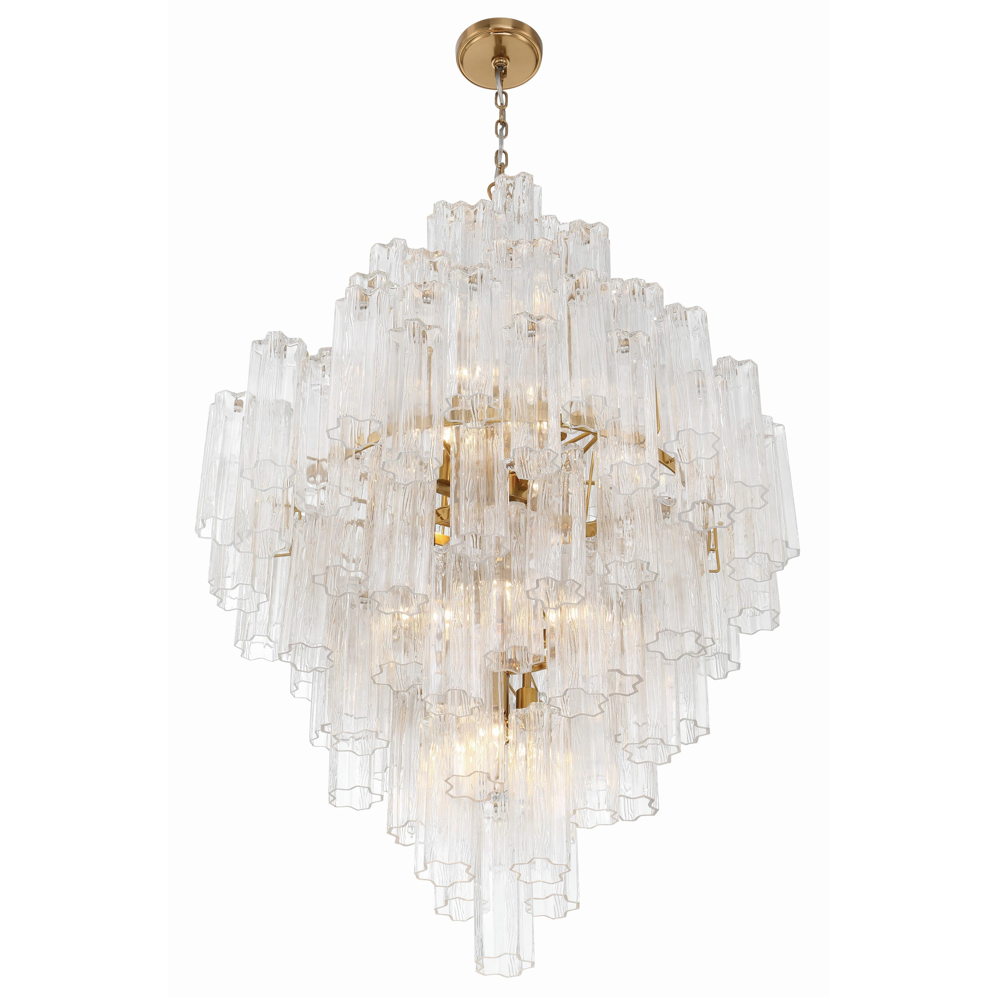 Crystorama Addis ADD-319-AG-CL – 31.5 Inch – 20 Light – Chandelier – Aged Brass – Dry Rated