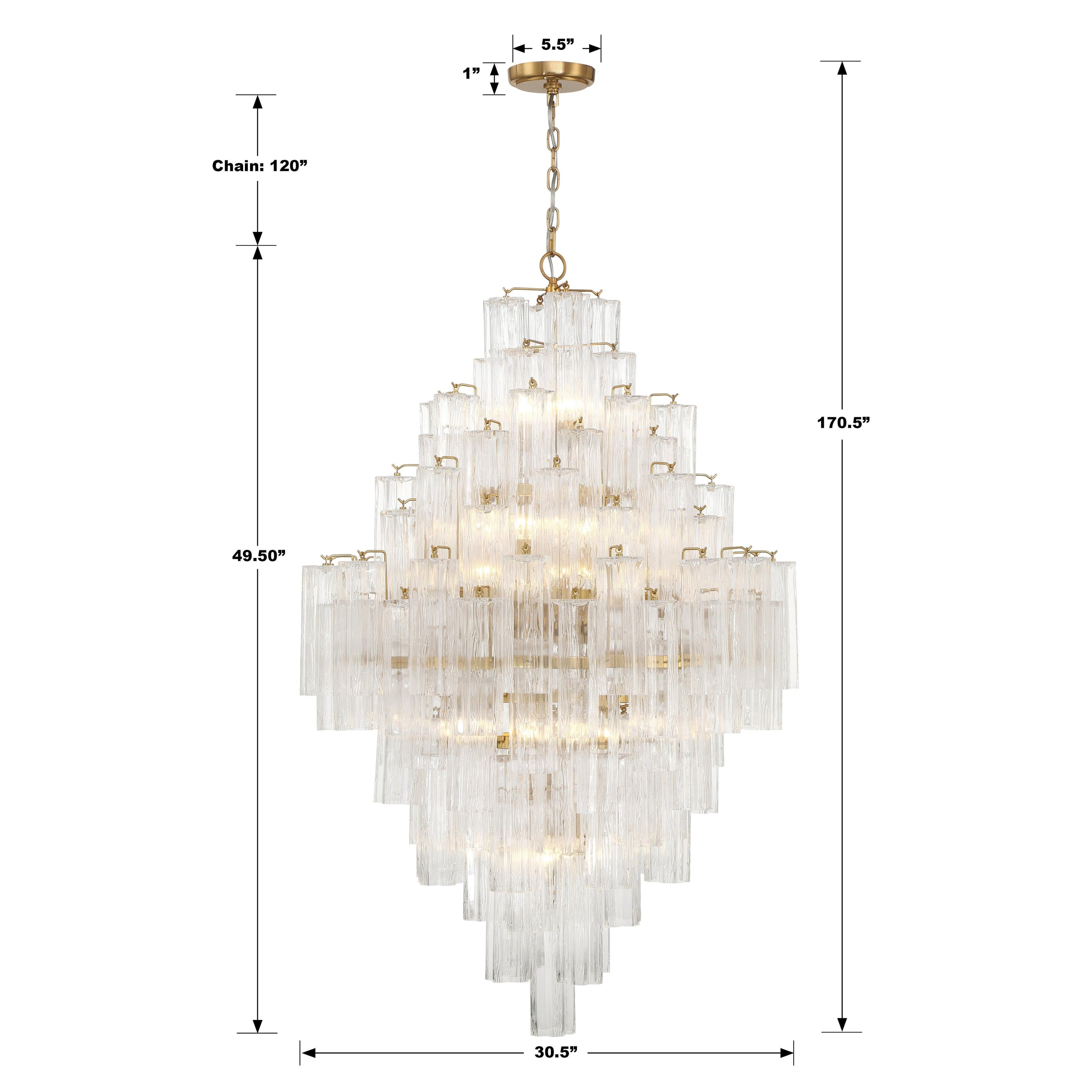 Crystorama Addis ADD-319-AG-CL – 31.5 Inch – 20 Light – Chandelier – Aged Brass – Dry Rated