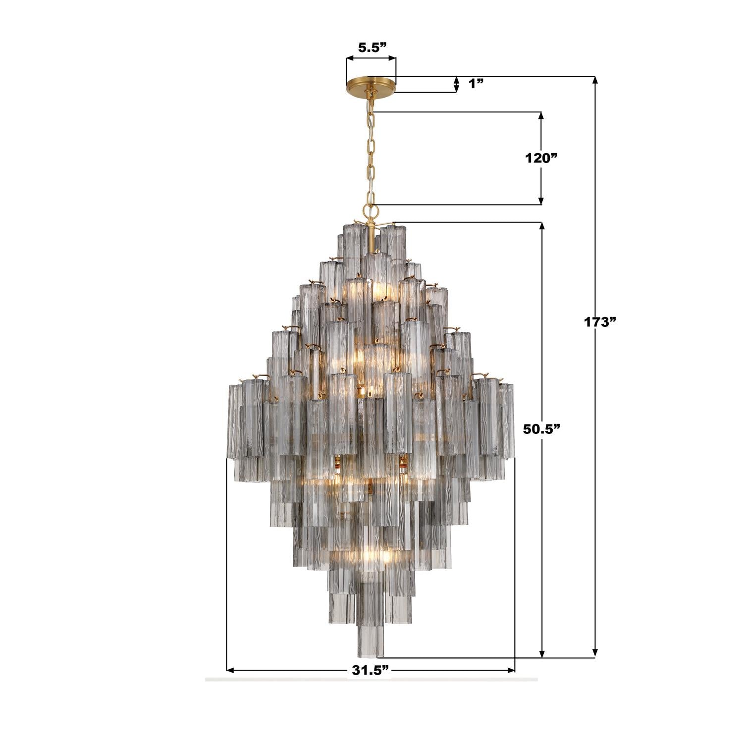 Crystorama Addis ADD-319-AG-SM – 31.5 Inch – 20 Light – Chandelier – Aged Brass – Dry Rated