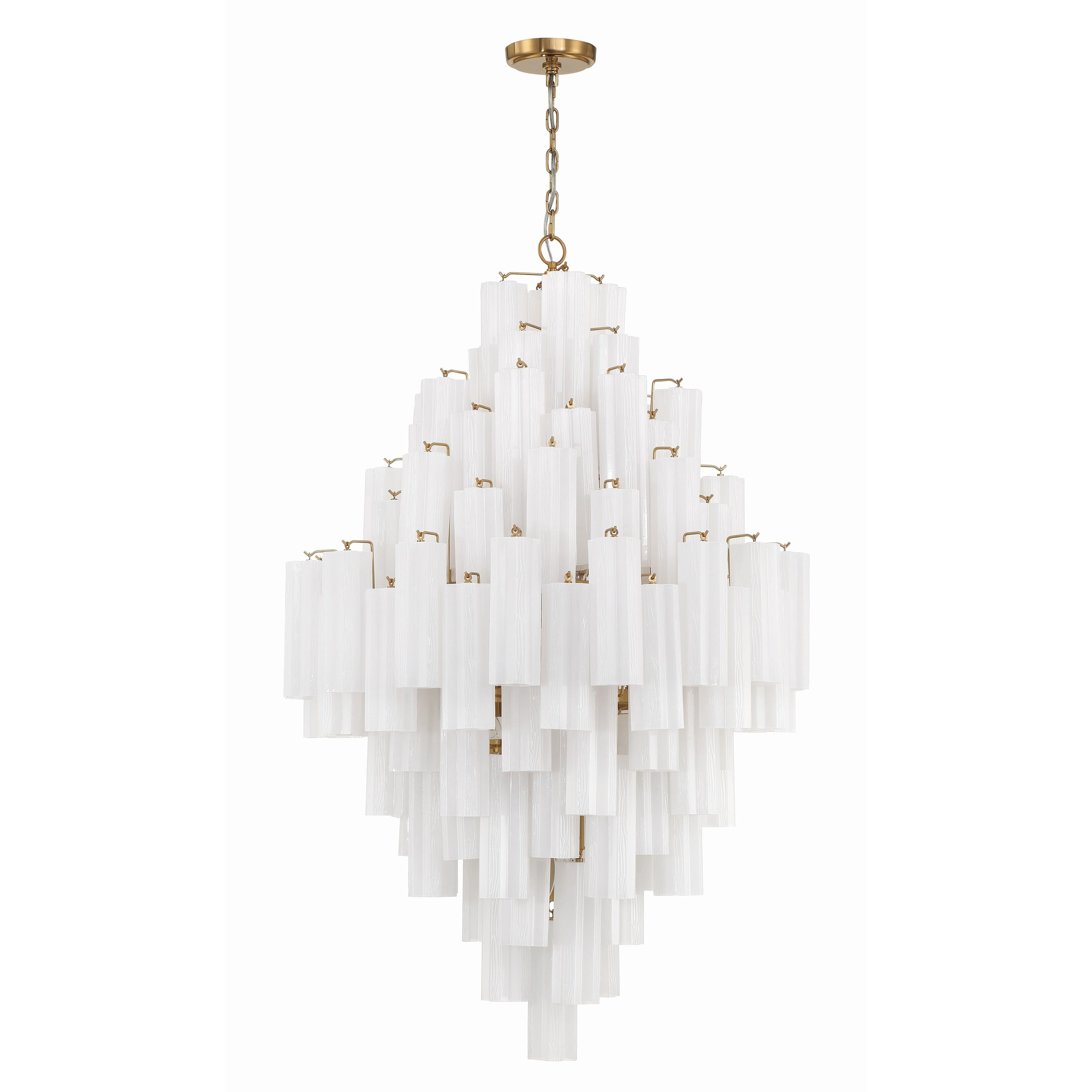 Crystorama Addis ADD-319-AG-WH – 31.5 Inch – 20 Light – Chandelier – Aged Brass – Dry Rated