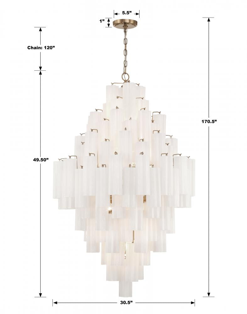 Crystorama ADDIS ADD-319-AG-WH Chandelier Modern - Aged Brass