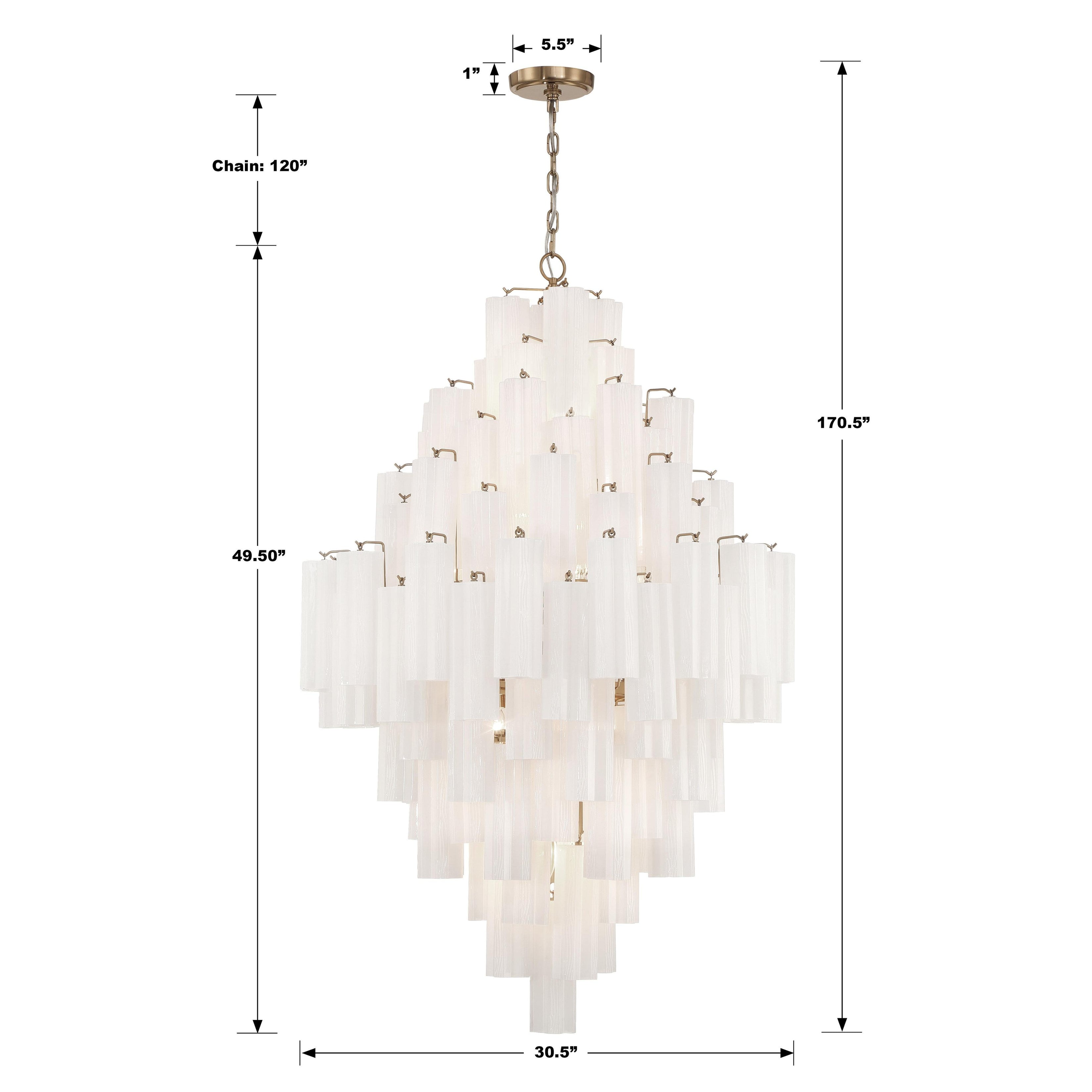 Crystorama Addis ADD-319-AG-WH – 31.5 Inch – 20 Light – Chandelier – Aged Brass – Dry Rated