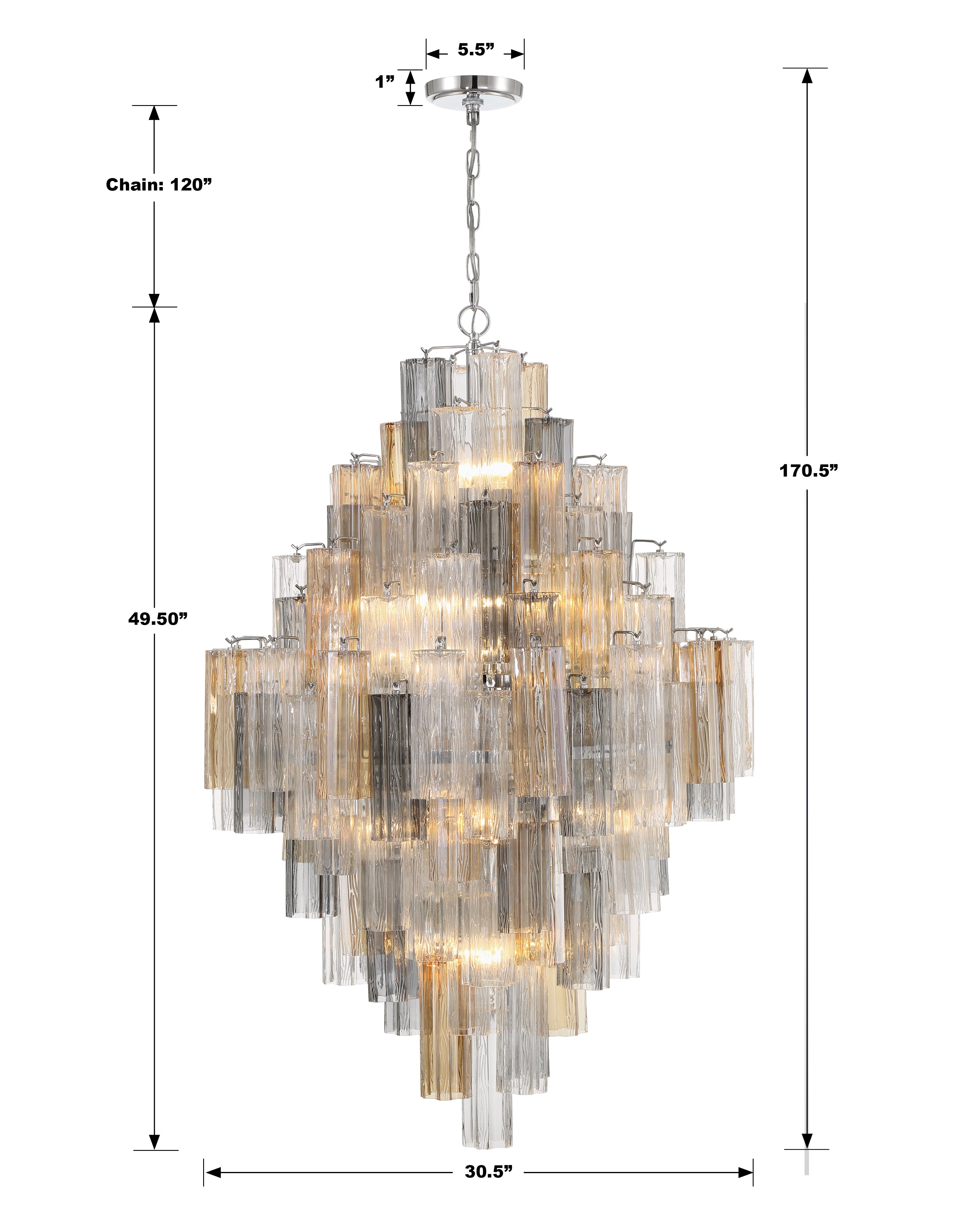 Crystorama Addis ADD-319-CH-AU – 31.5 Inch – 20 Light – Chandelier – Polished Chrome – Dry Rated