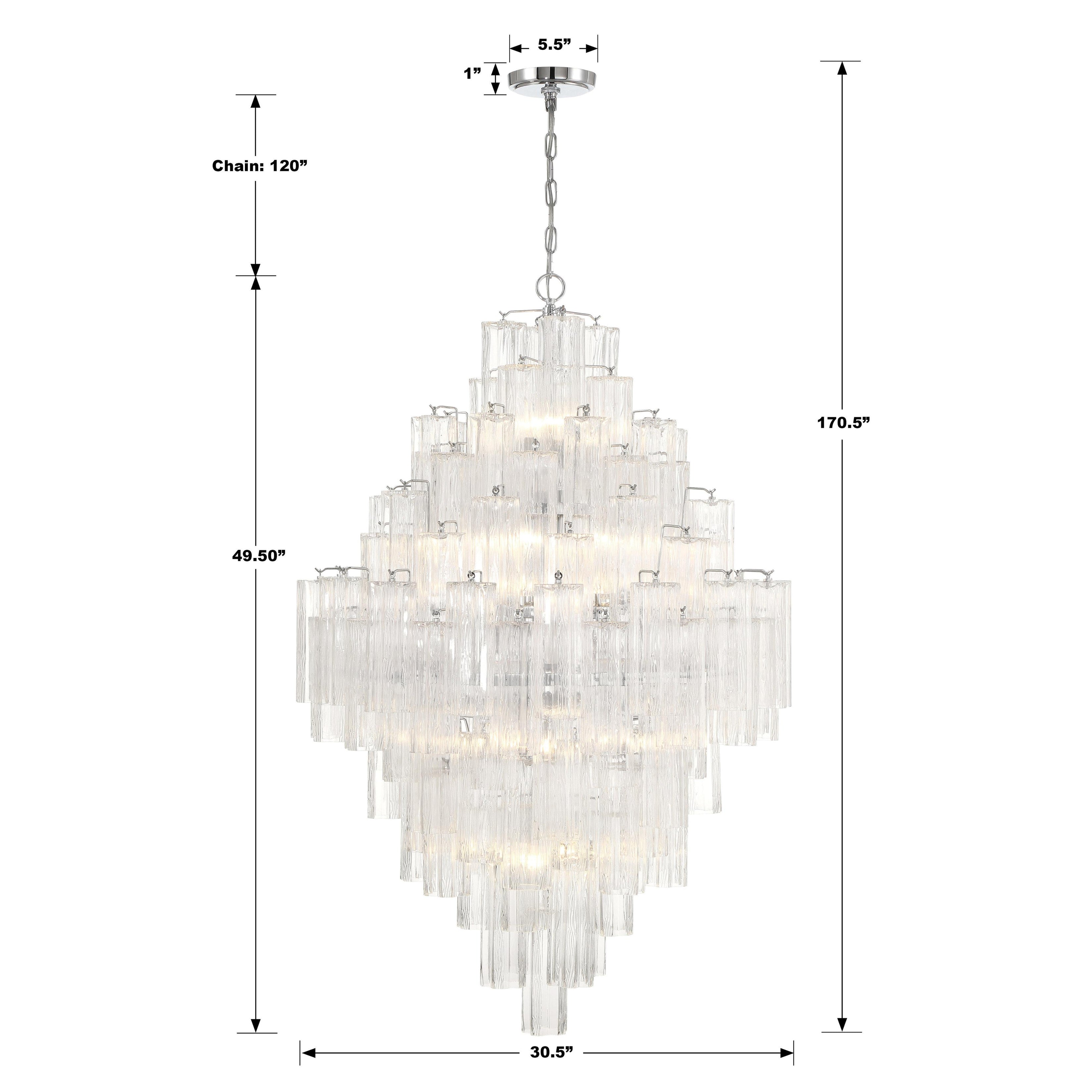 Crystorama Addis ADD-319-CH-CL – 31.5 Inch – 20 Light – Chandelier – Polished Chrome – Dry Rated