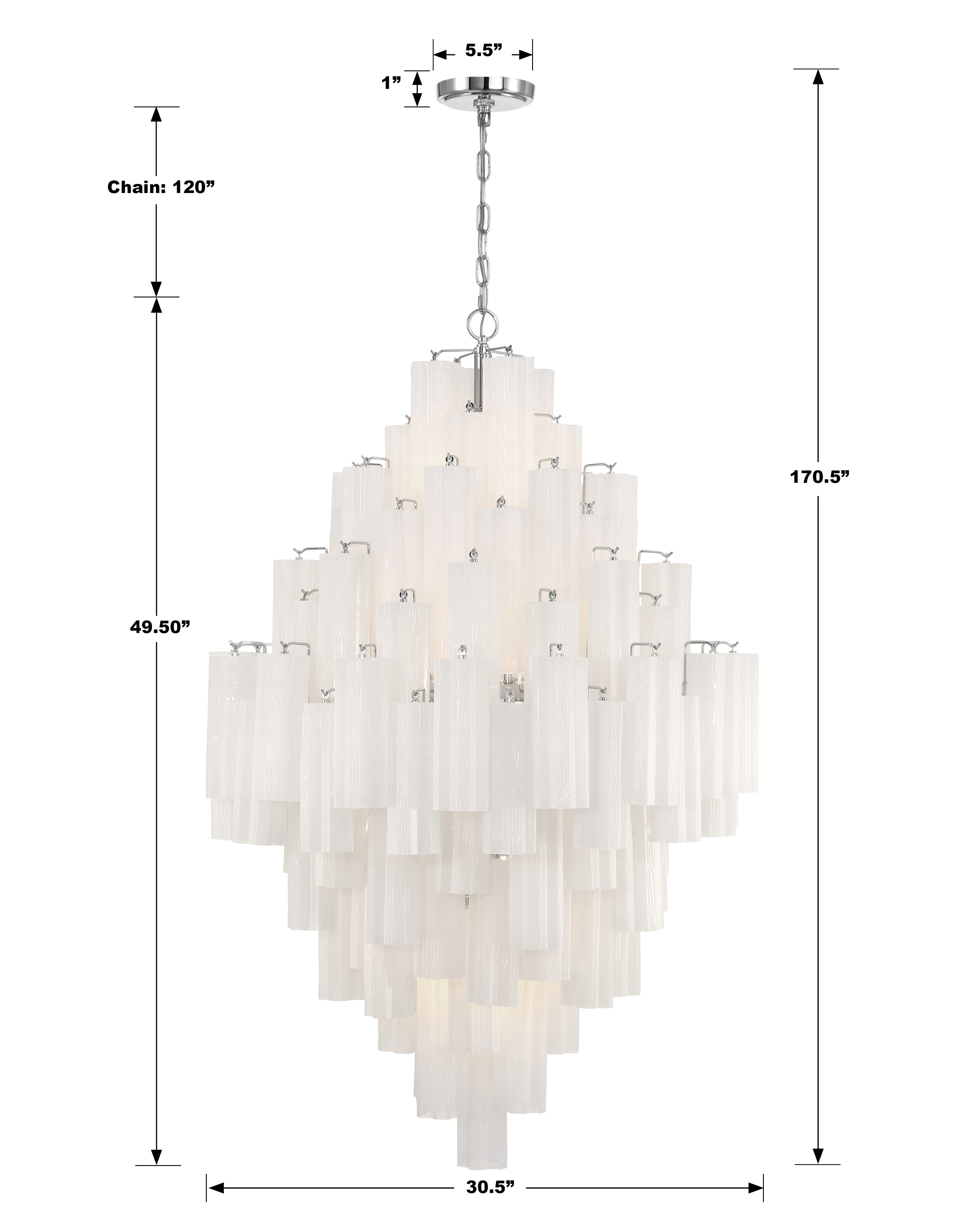 Crystorama Addis ADD-319-CH-WH – 31.5 Inch – 20 Light – Chandelier – Polished Chrome – Dry Rated