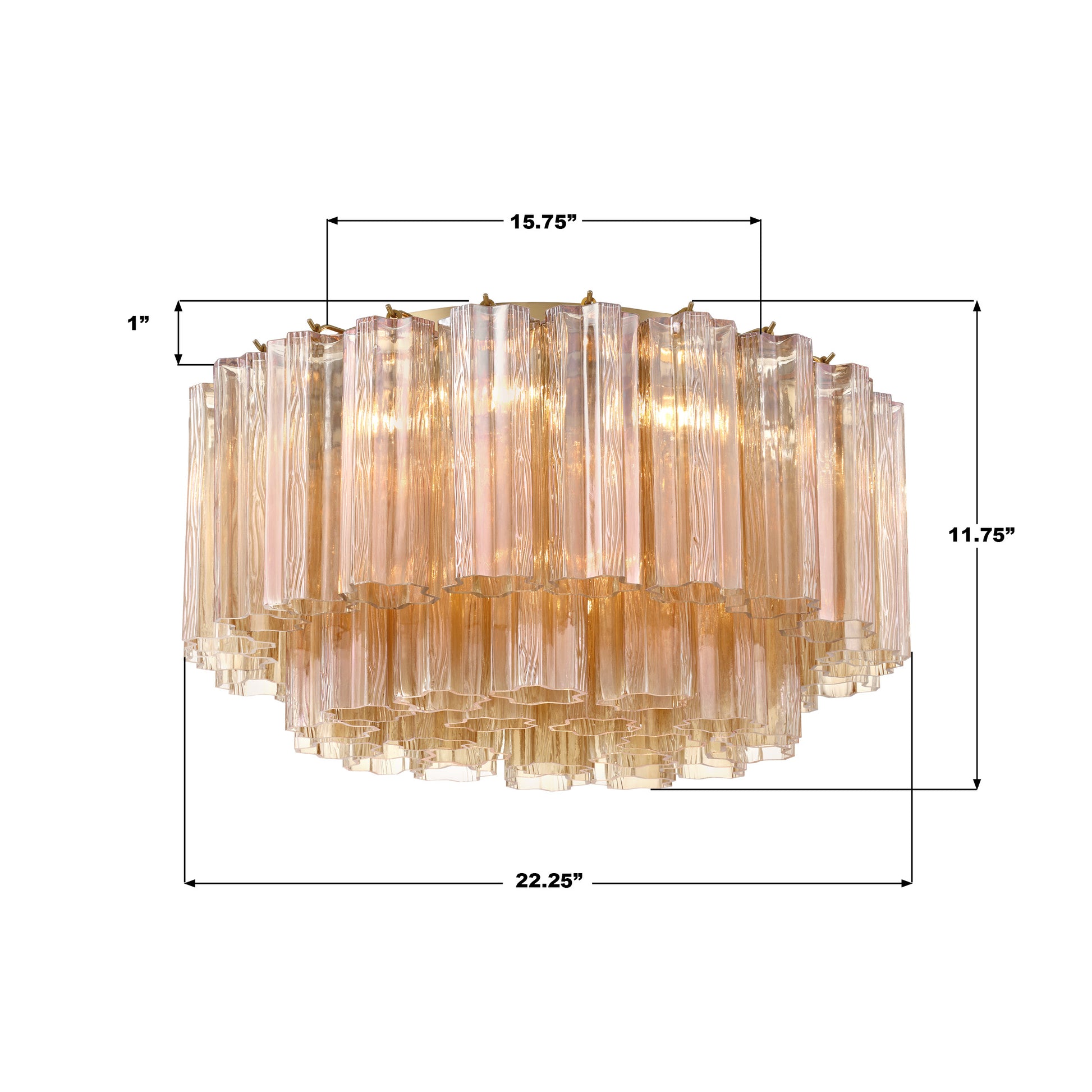 Crystorama Addis ADD-321-AG-AM – 22.25 Inch – 7 Light – Semi Flush Mount Light – Aged Brass – Damp Rated