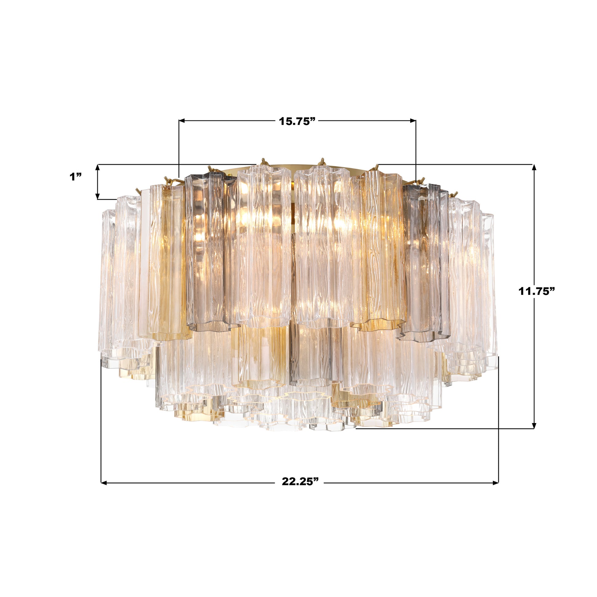 Crystorama Addis ADD-321-AG-AU – 22.25 Inch – 7 Light – Semi Flush Mount Light – Aged Brass – Damp Rated