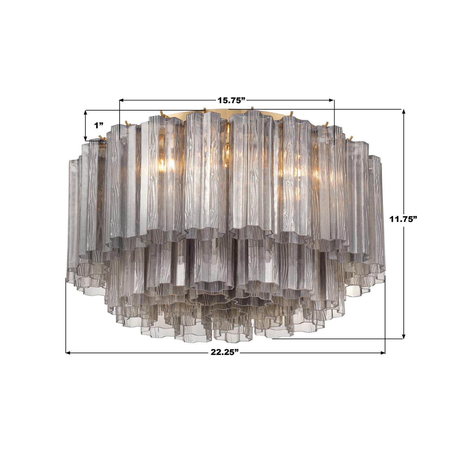 Crystorama Addis ADD-321-AG-SM – 22.25 Inch – 7 Light – Semi Flush Mount Light – Aged Brass – Damp Rated