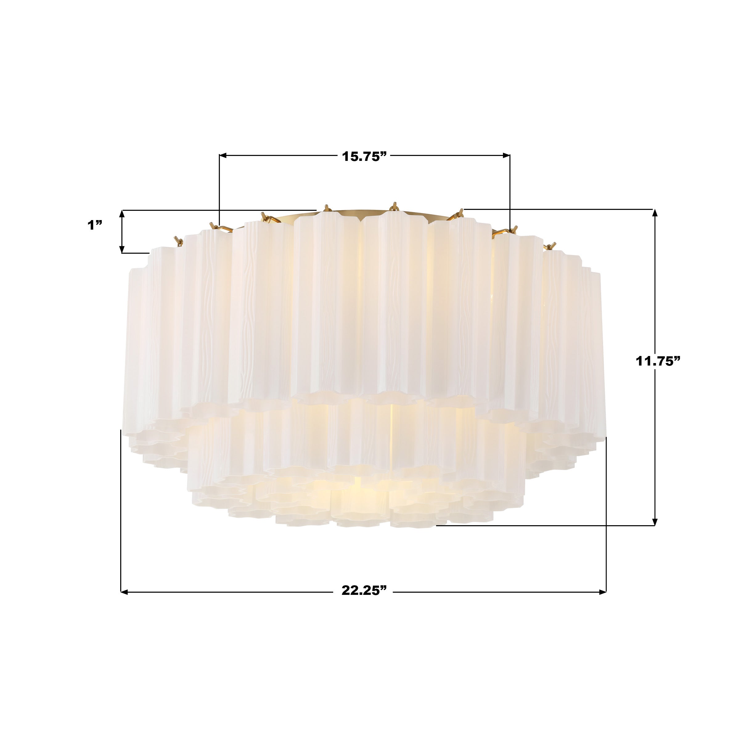 Crystorama Addis ADD-321-AG-WH – 22.25 Inch – 7 Light – Semi Flush Mount Light – Aged Brass – Damp Rated