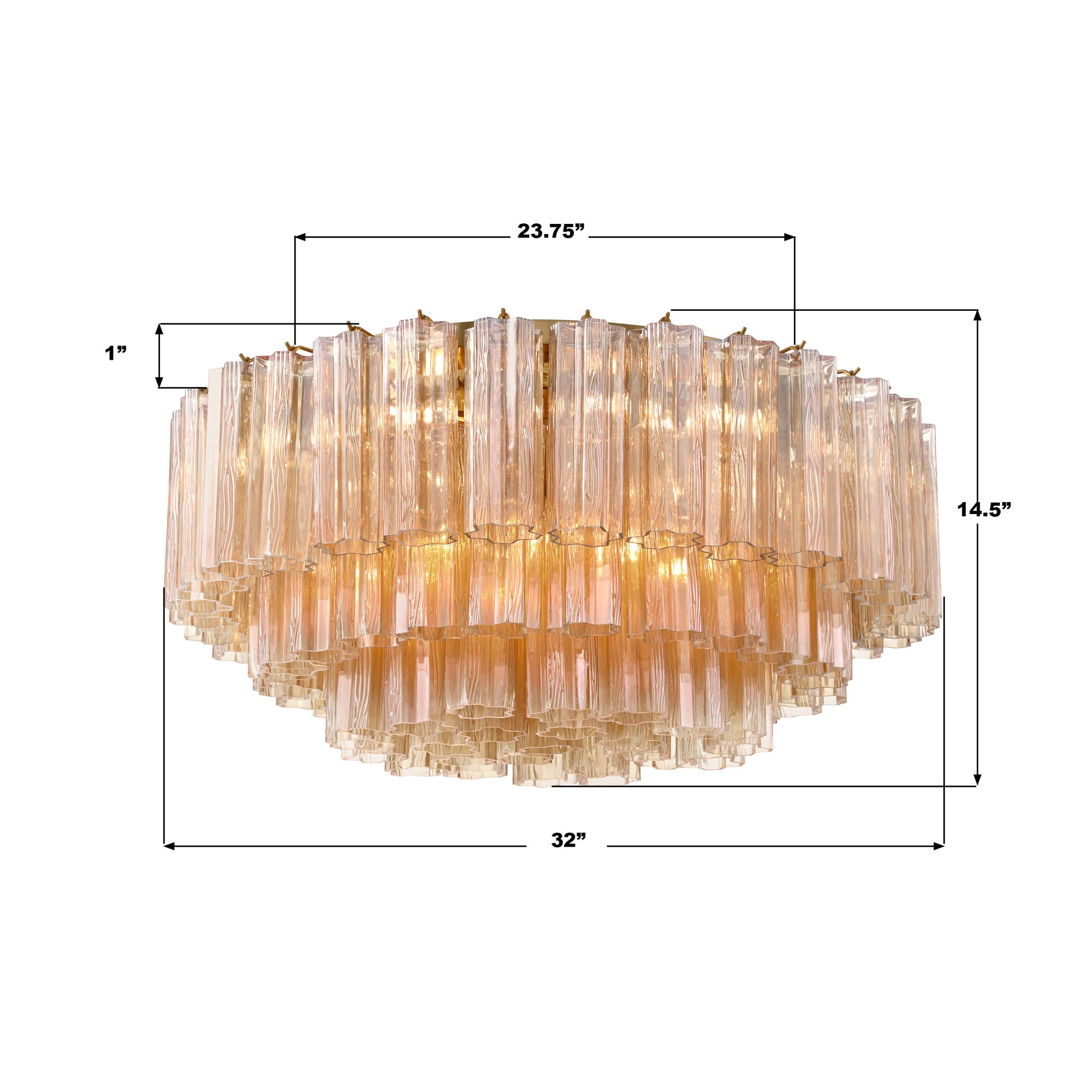Crystorama Addis ADD-331-AG-AM – 32 Inch – 16 Light – Semi Flush Mount Light – Aged Brass – Damp Rated