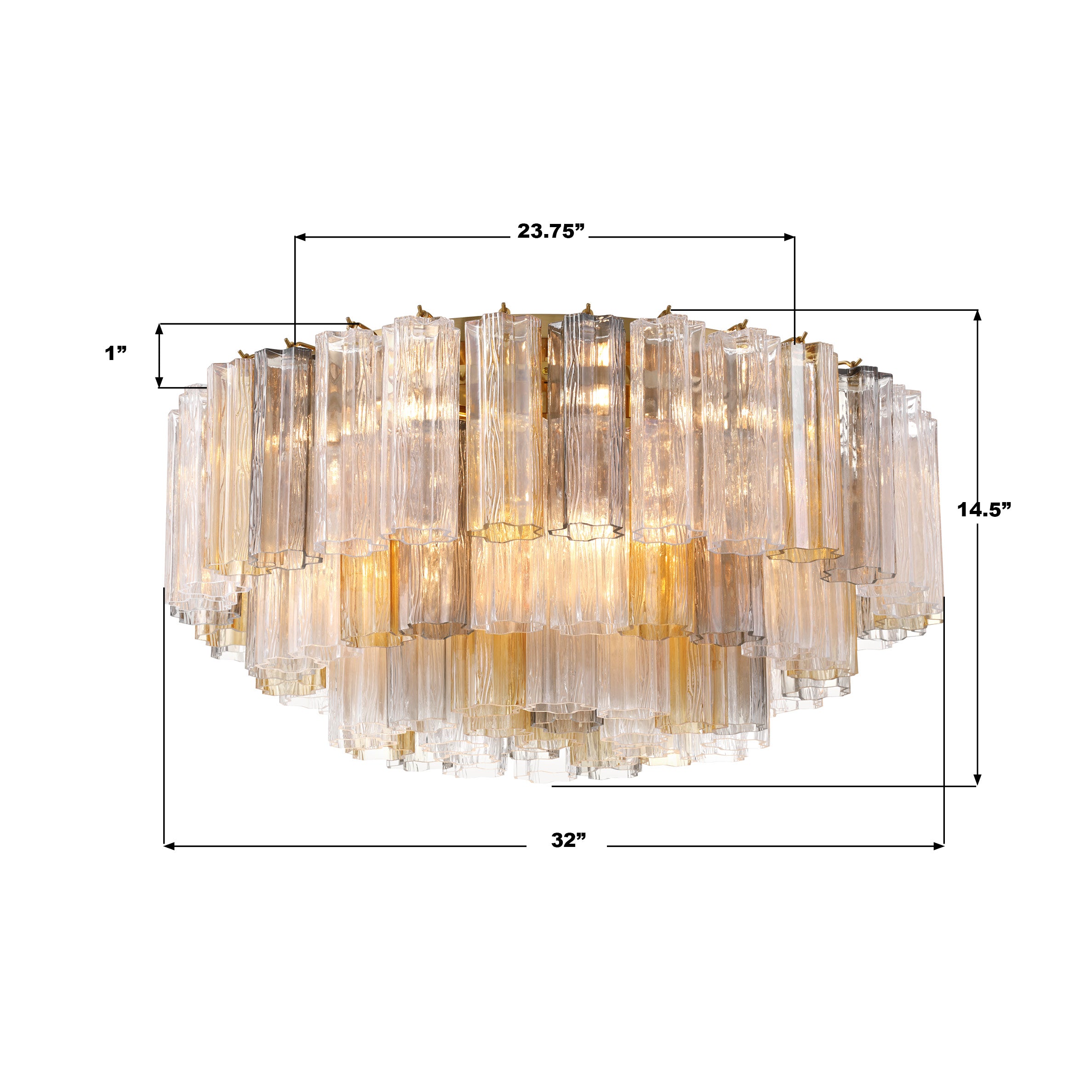 Crystorama Addis ADD-331-AG-AU – 32 Inch – 16 Light – Semi Flush Mount Light – Aged Brass – Damp Rated