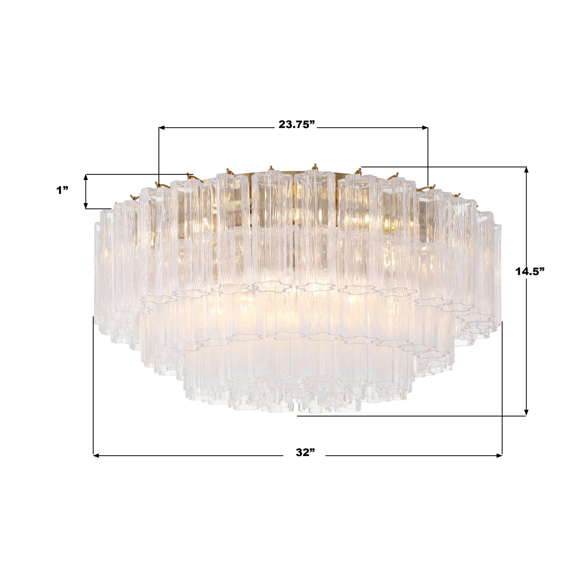 Crystorama Addis ADD-331-AG-CL – 32 Inch – 16 Light – Semi Flush Mount Light – Aged Brass – Damp Rated