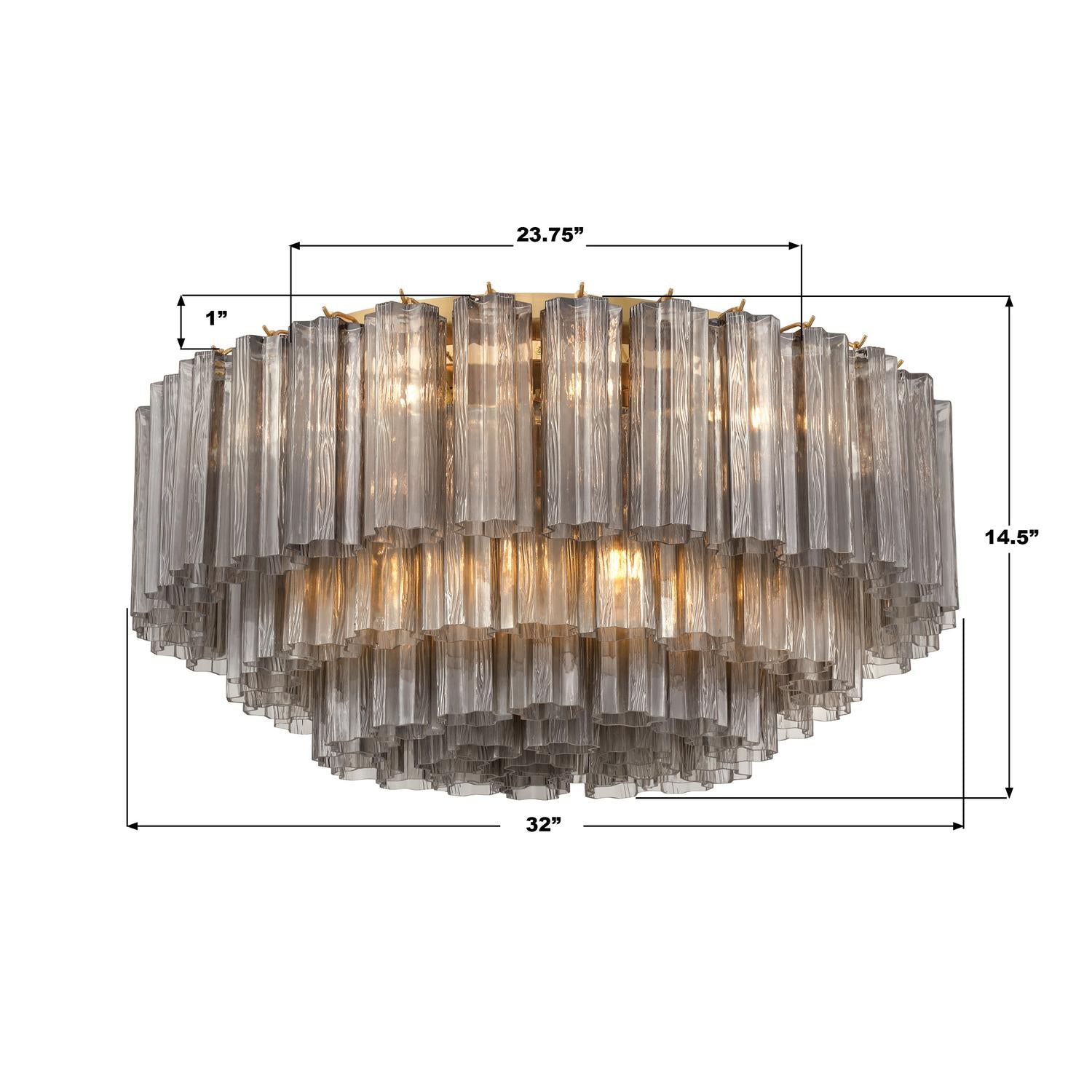Crystorama Addis ADD-331-AG-SM – 32 Inch – 16 Light – Semi Flush Mount Light – Aged Brass – Damp Rated