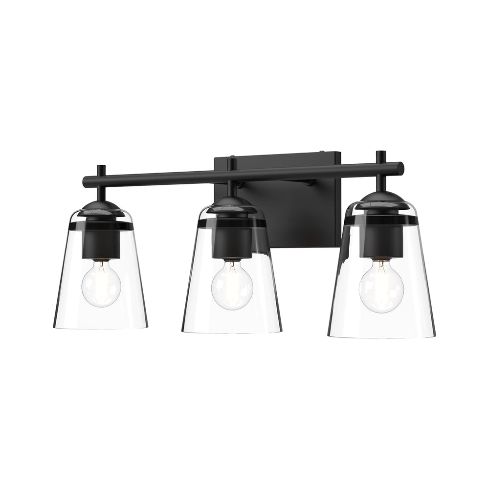 ALORA MOOD Lighting VL638221MBCL Vanity Light Fixture, UL Damp Rated, Clear Glass/Matte Black