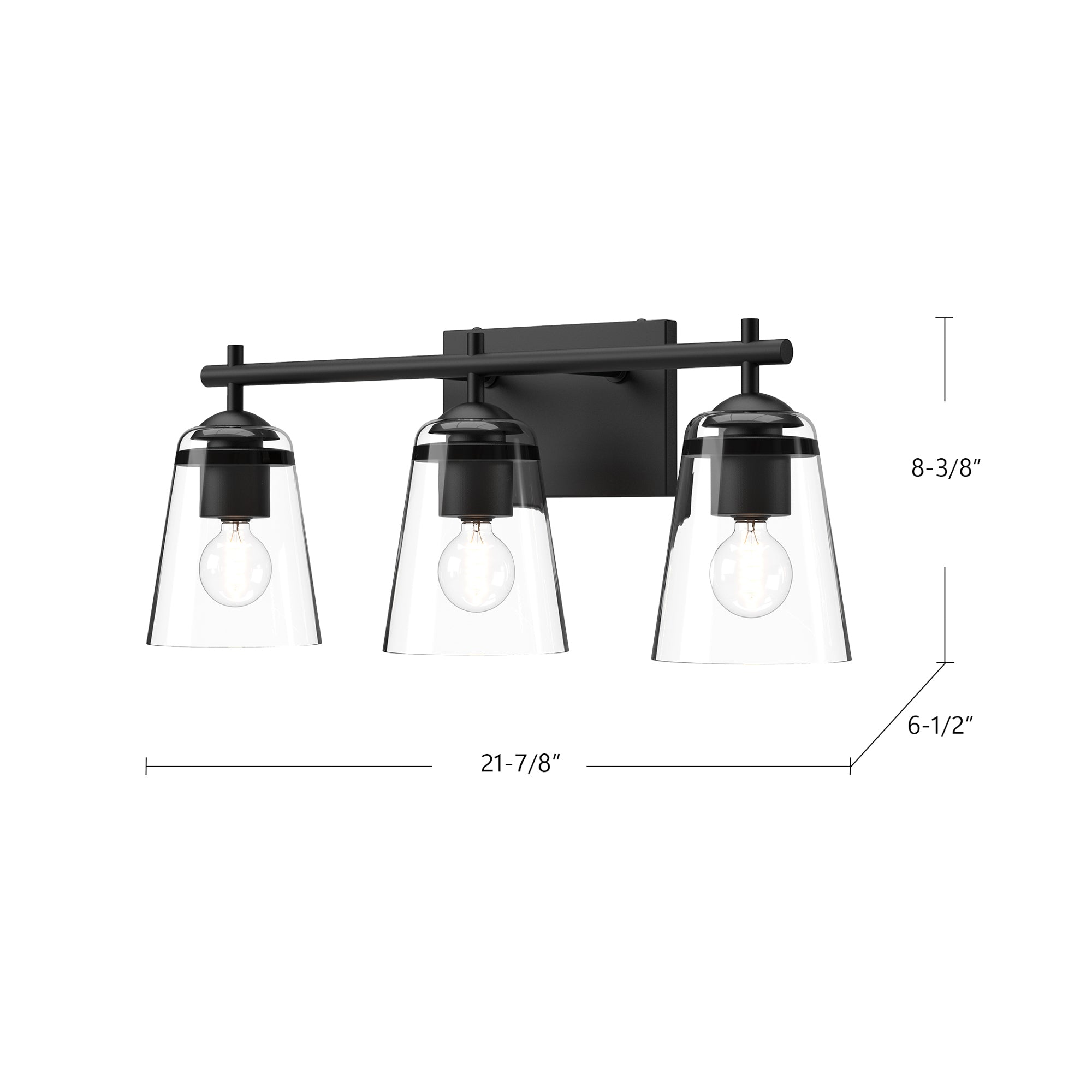 Addison 22-in Brushed Nickel/Clear Glass 3 Lights Vanity