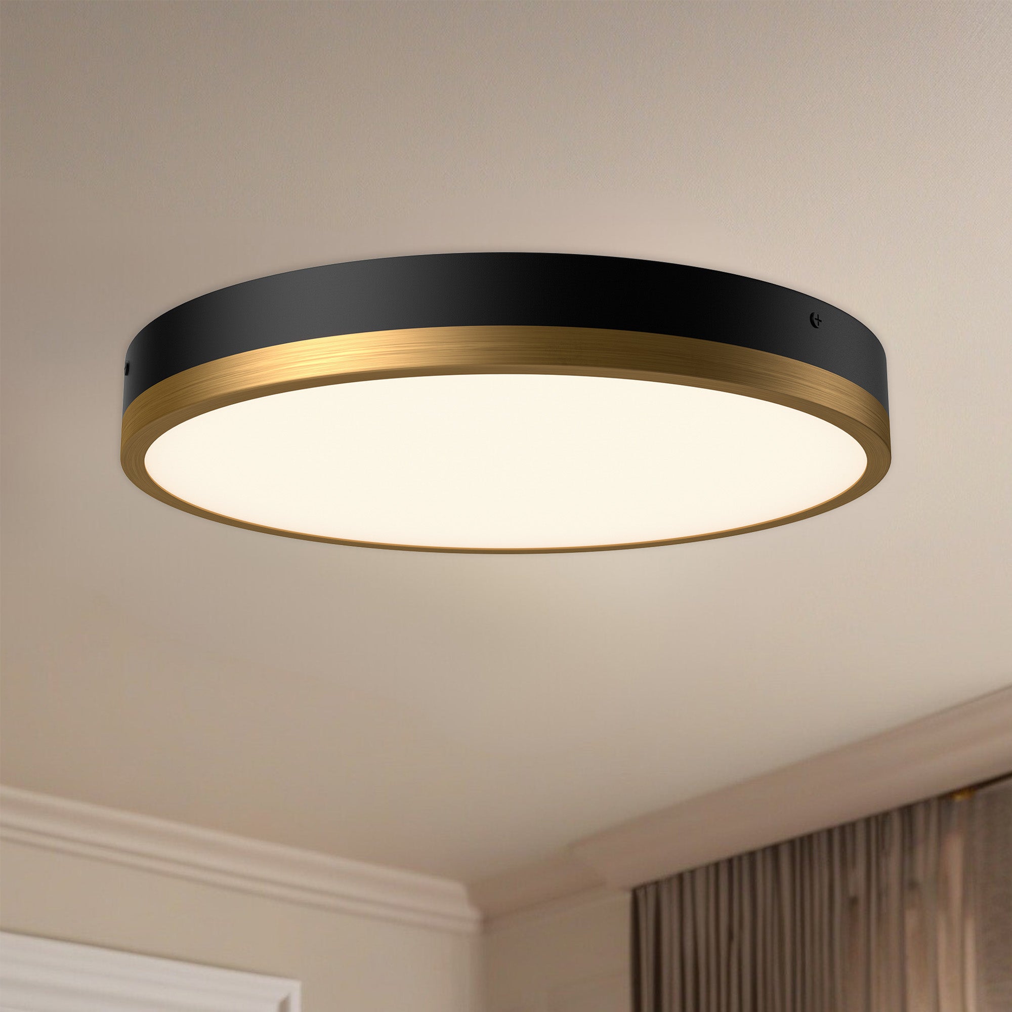 Adelaide 15-in Aged Gold/Matte Black LED Flush Mount