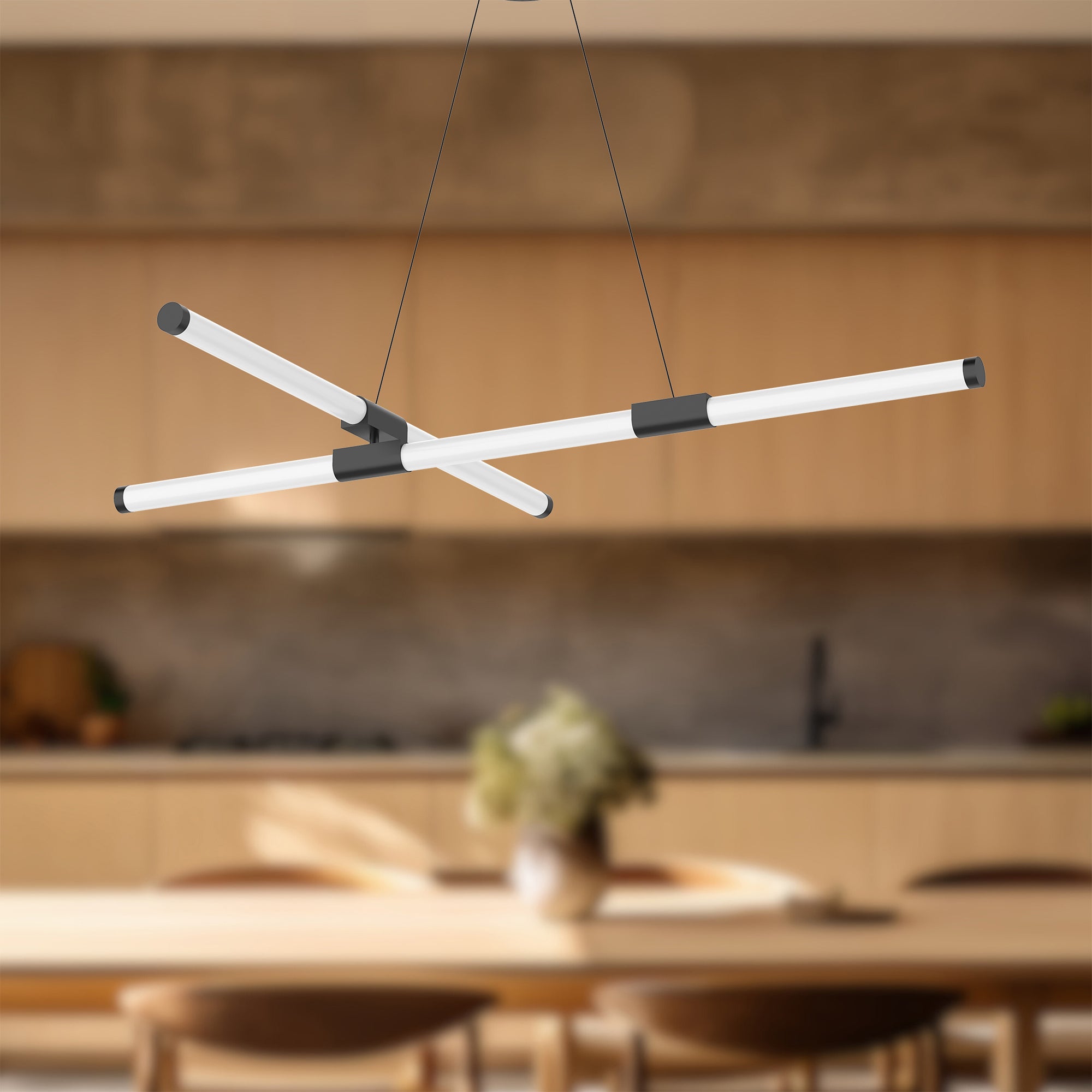 Akari 48-in Black LED Chandeliers