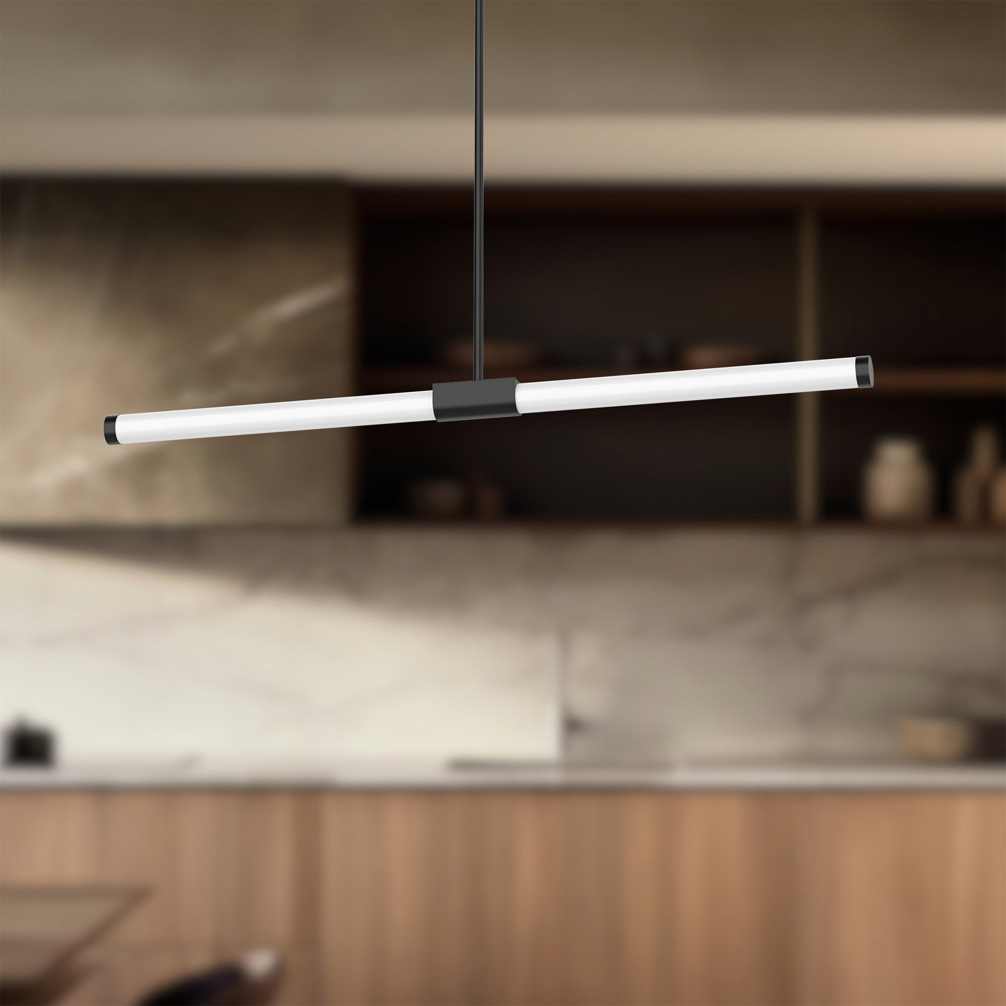 Akari 37-in Black LED Linear Pendant
