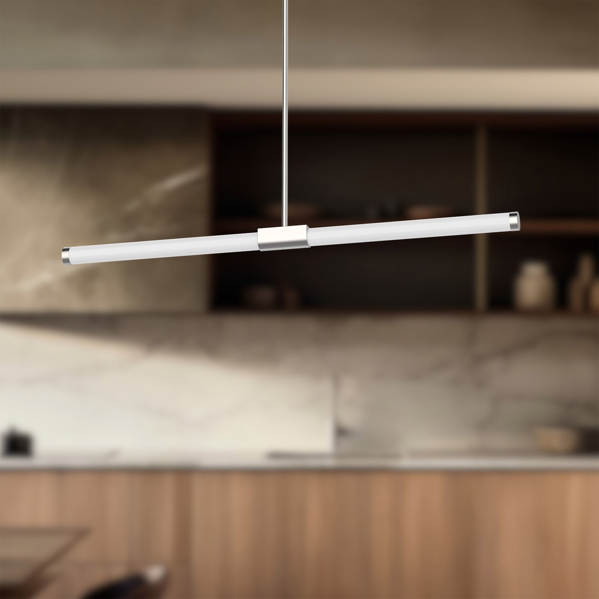 Akari 37-in Brushed Nickel LED Linear Pendant