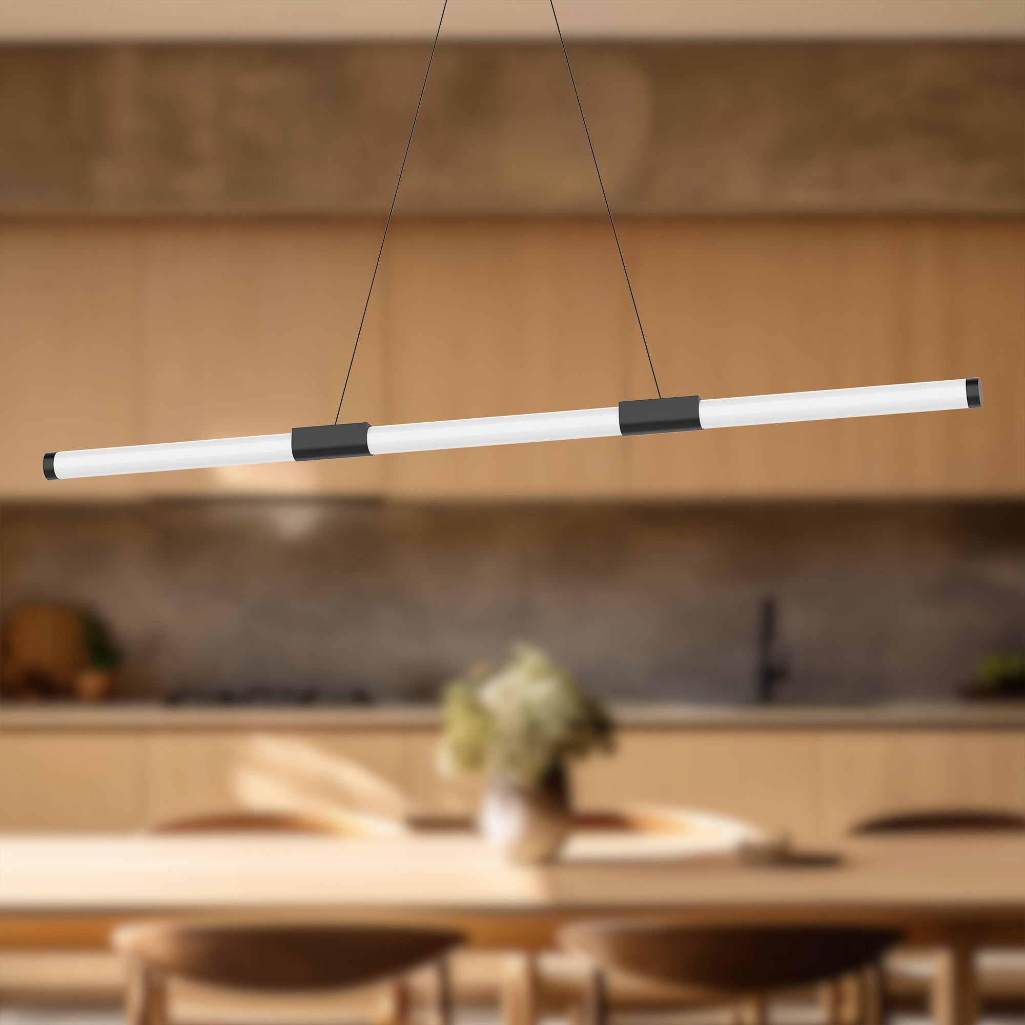 Akari 48-in Black LED Linear Pendant