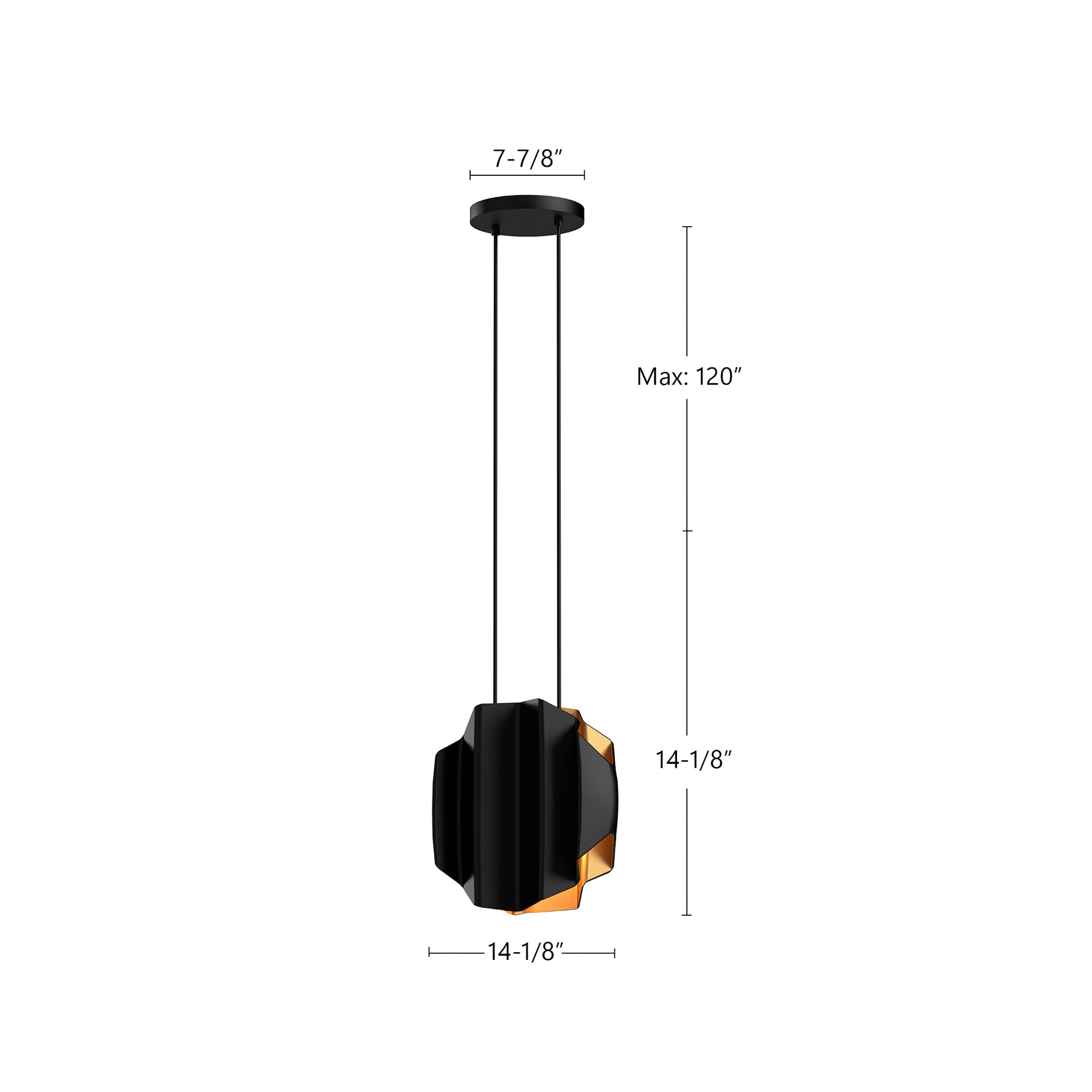 Akira 14-in Black/Gold 2 Lights Pendant
