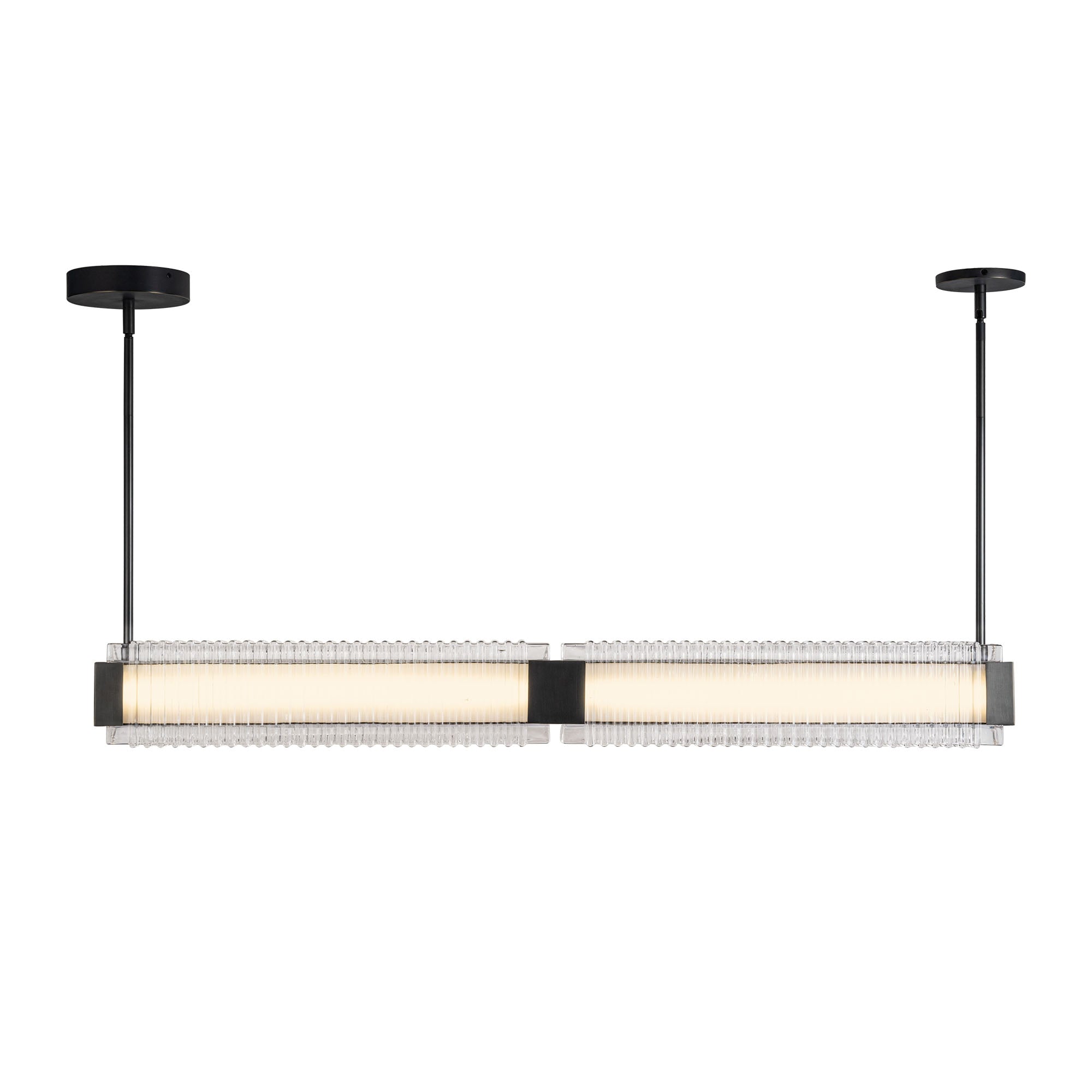 Alai 47-in Urban Bronze/Ribbed Glass LED Linear Pendant