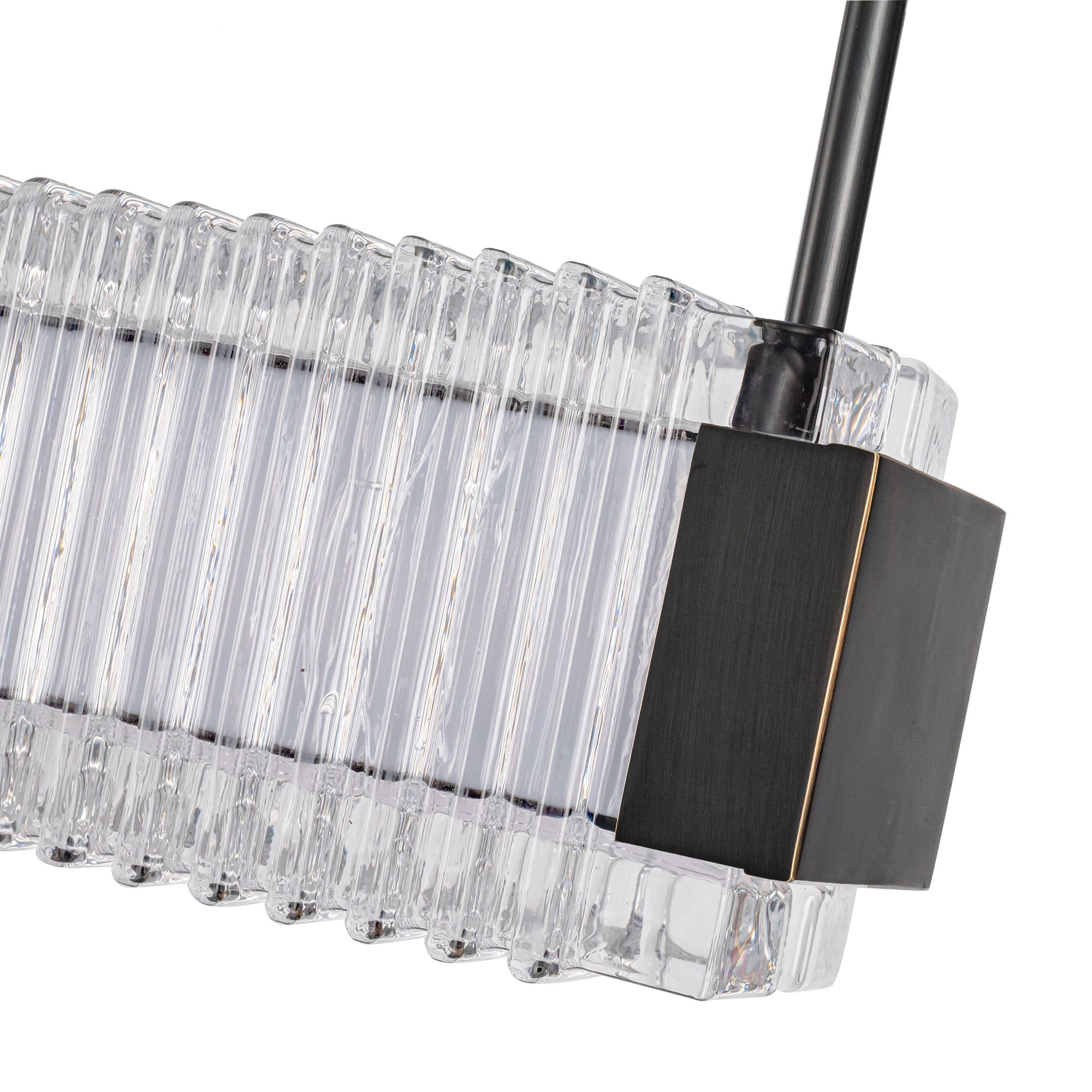 Alai 47-in Urban Bronze/Ribbed Glass LED Linear Pendant