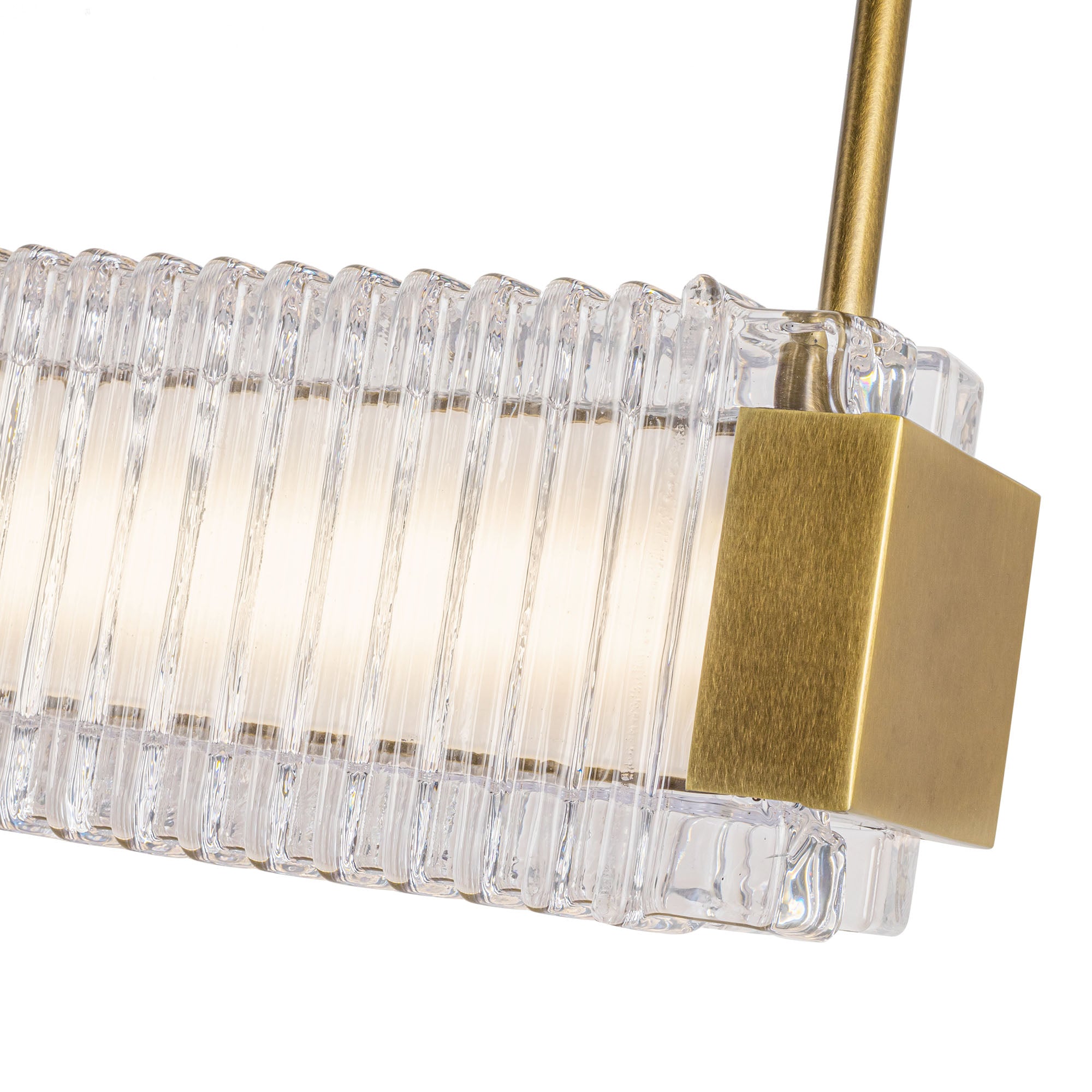 Alai 47-in Vintage Brass/Ribbed Glass LED Linear Pendant